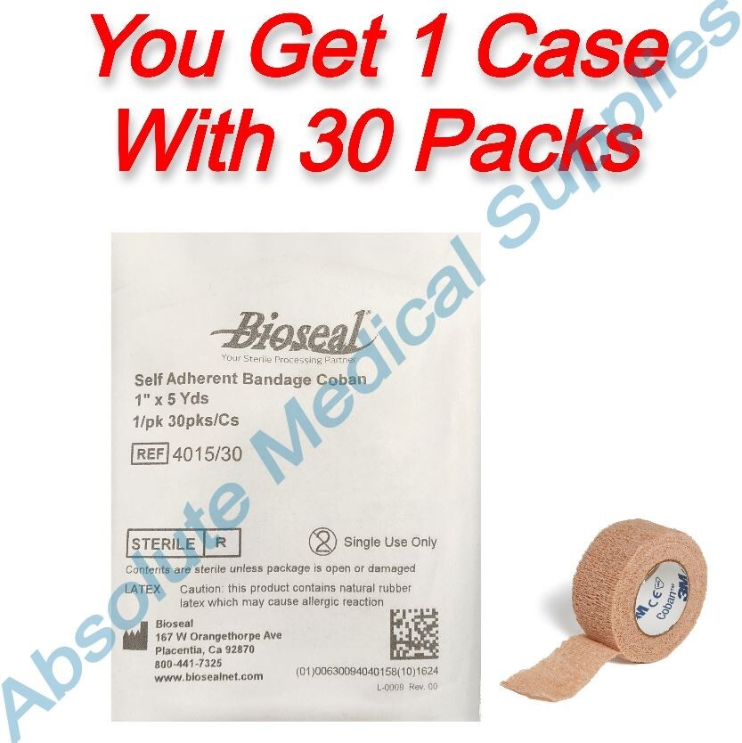 *30-Packs* Bioseal Self Adherent Bandage Coban 1″ x 5 Yards Sterile 4015/30