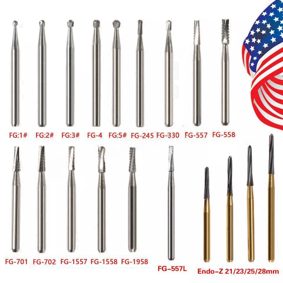 Carbide Bur, FG, #1/4, 1/2, 1, 2, 4, 6, 8 Bur, Round Dental