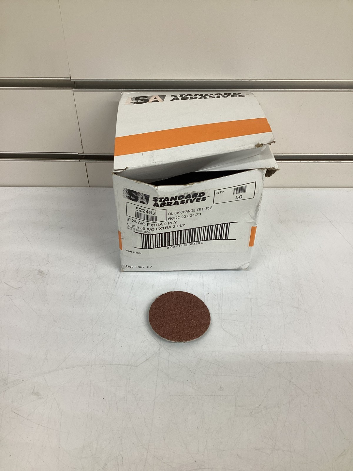STANDARD ABRASIVES 522452 Quick-Change Sanding Disc: TS, 2″, Aluminum Oxide 50PK