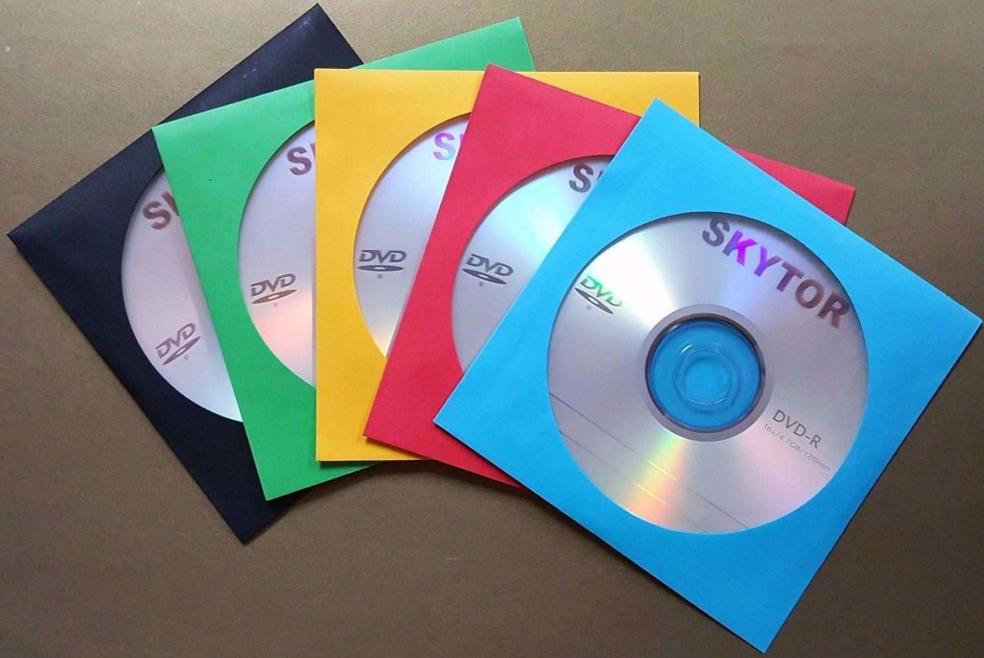 1000 CD DVD Assorted Multi Color Paper Sleeves with Window and Flap Envelopes