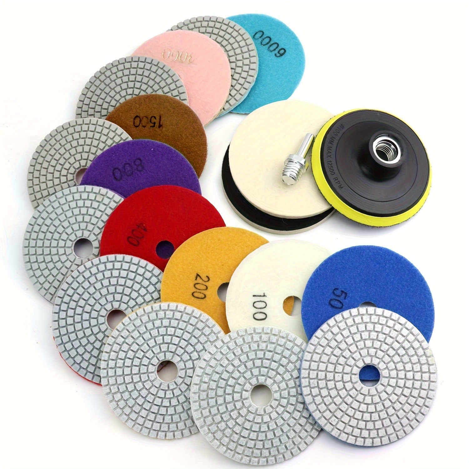 4″ Diamond Polishing Pads 50-6000 Grit Polishing Pad for Drill Grinder Polisher