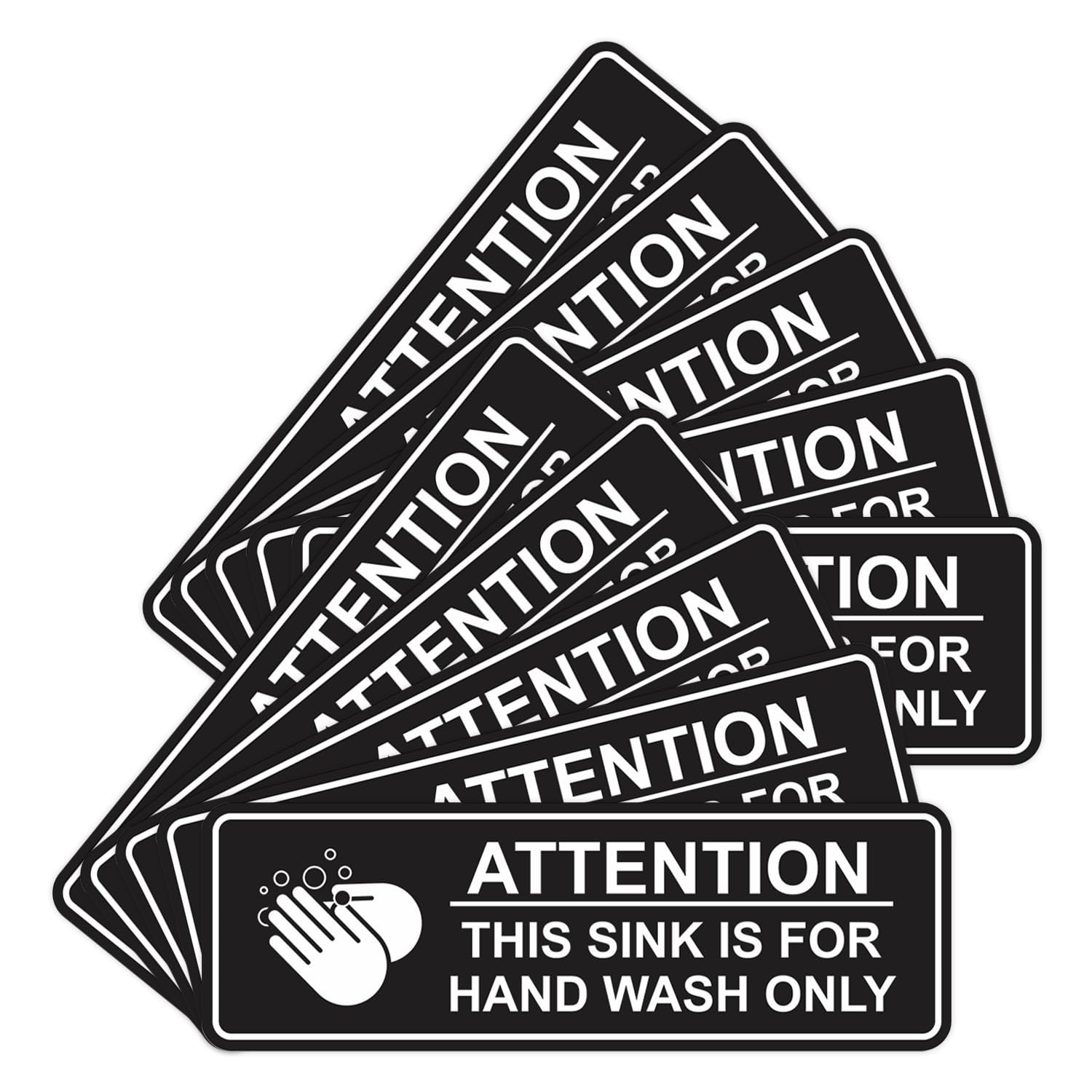 Hand Wash Only Sink Sign – Large 10 Pack, Durable Black Warning Labels