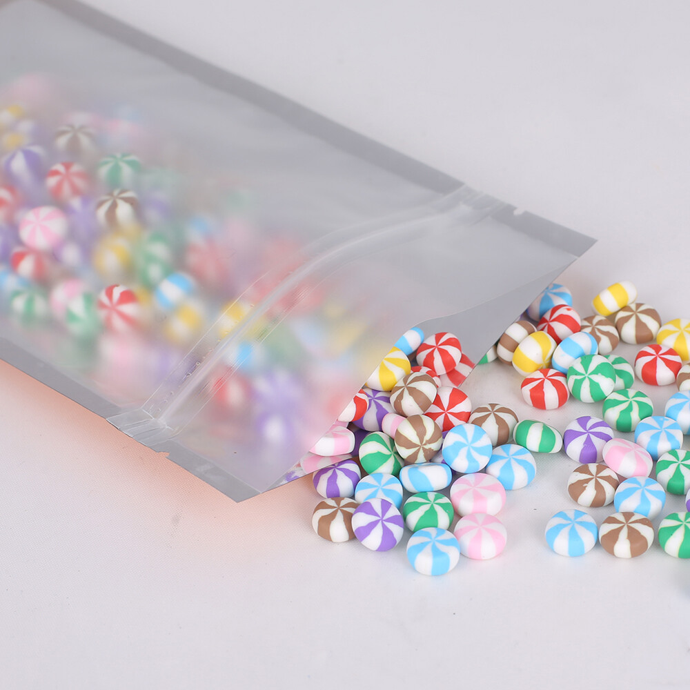 100 Matte Blue Mylar Foil Semi-Clear Window Resealable Zip Seal Food Pouch 3×5″