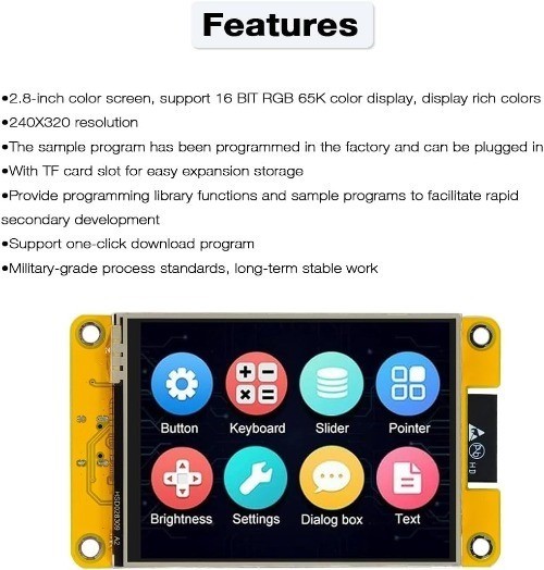 ESP32 2.8 Inch TFT LCD Display Module Resistive Touch Screen ILI9341 Size: 2.8
