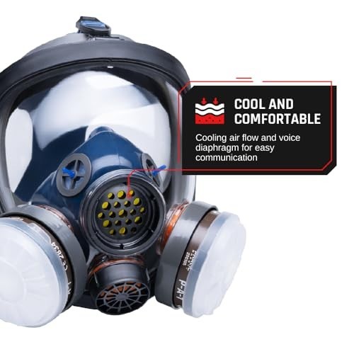 Full Face Respirator Mask – Air Purifying, Organic Vapor & Particulate -…