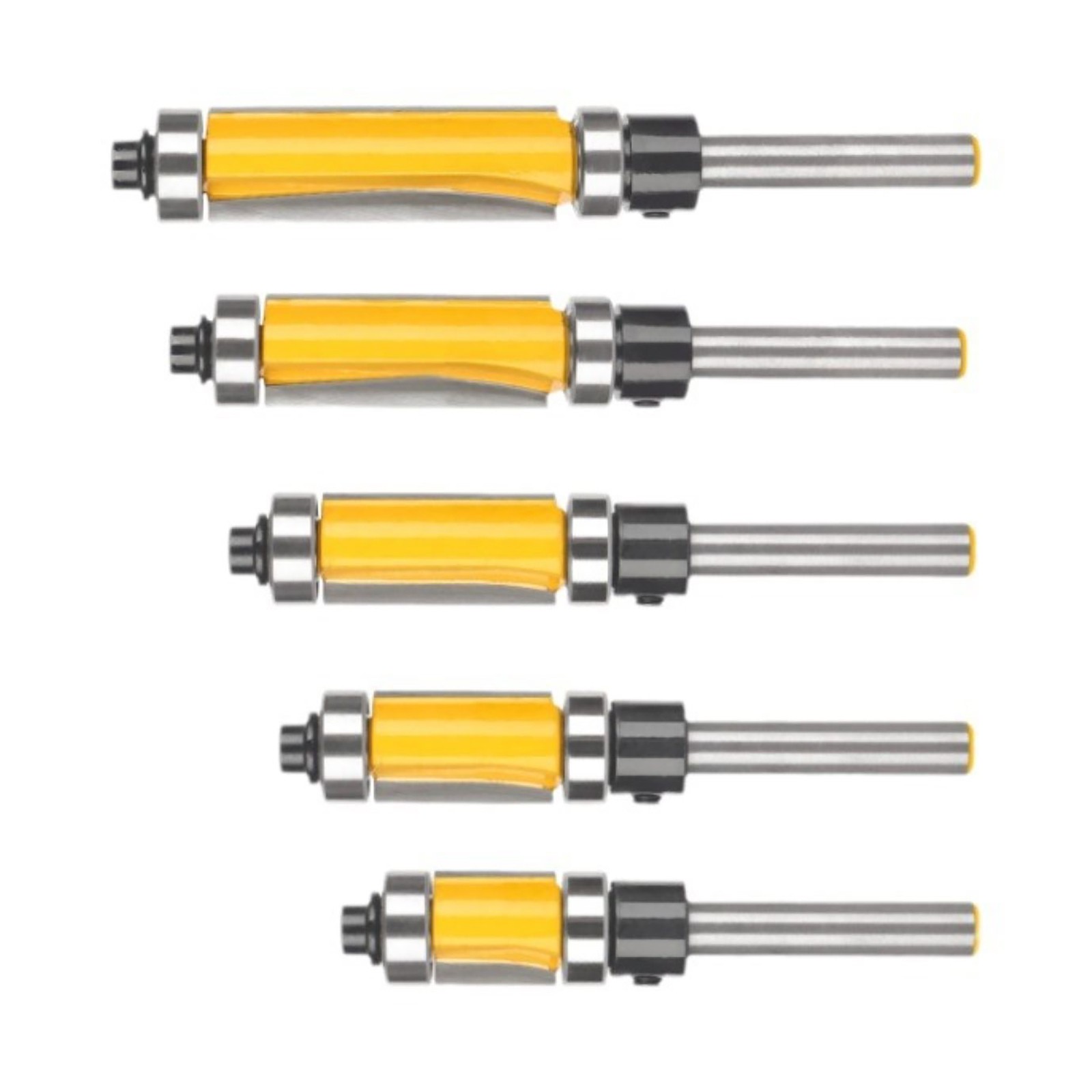 Blade Length: 1” (25.4mm), 1-1/4” (31.8mm) Shank Flush Trim Router Bit Set