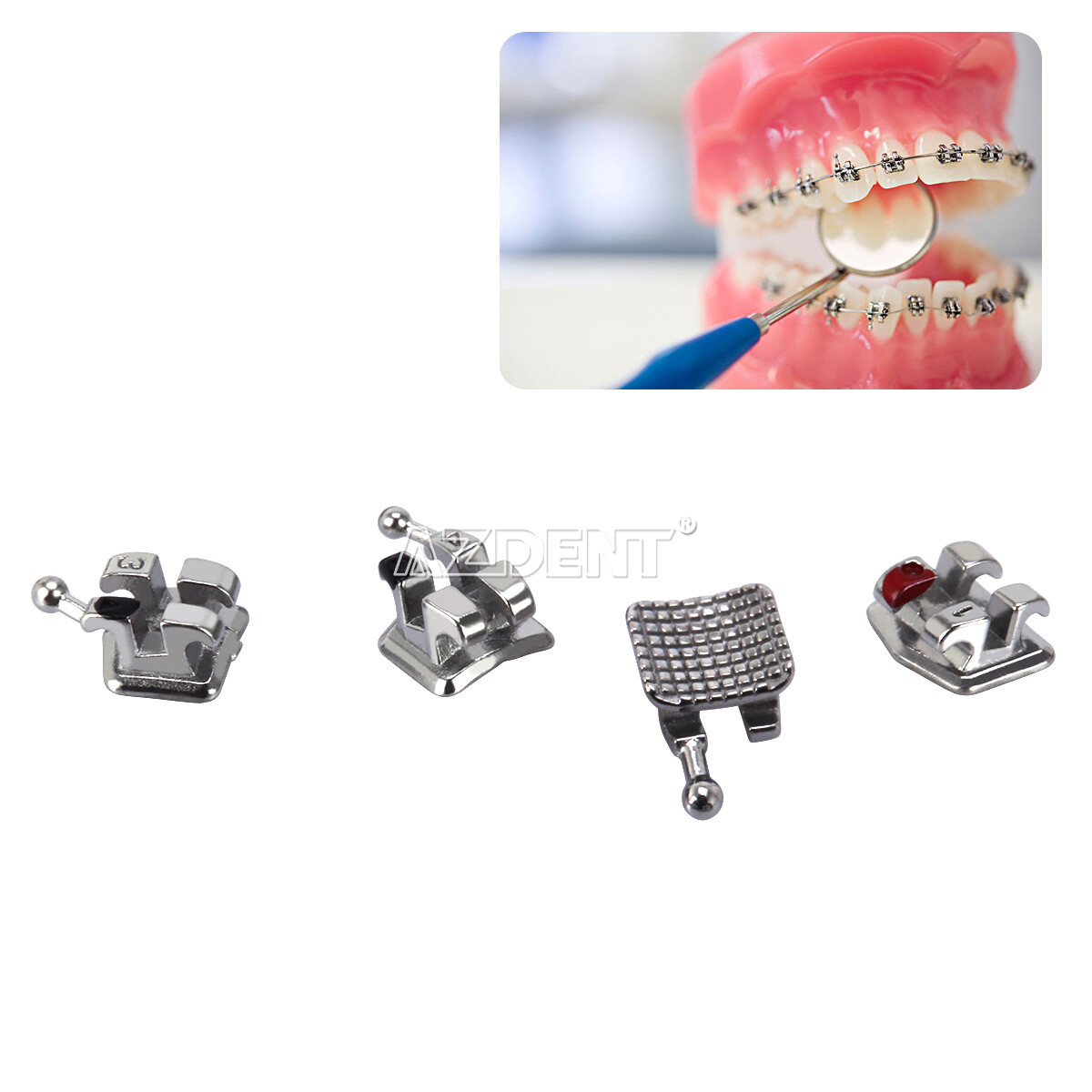 Dental Orthotic MIM Monoblock Metal Bracket Braces Mini Roth / MBT.022 Hooks 345