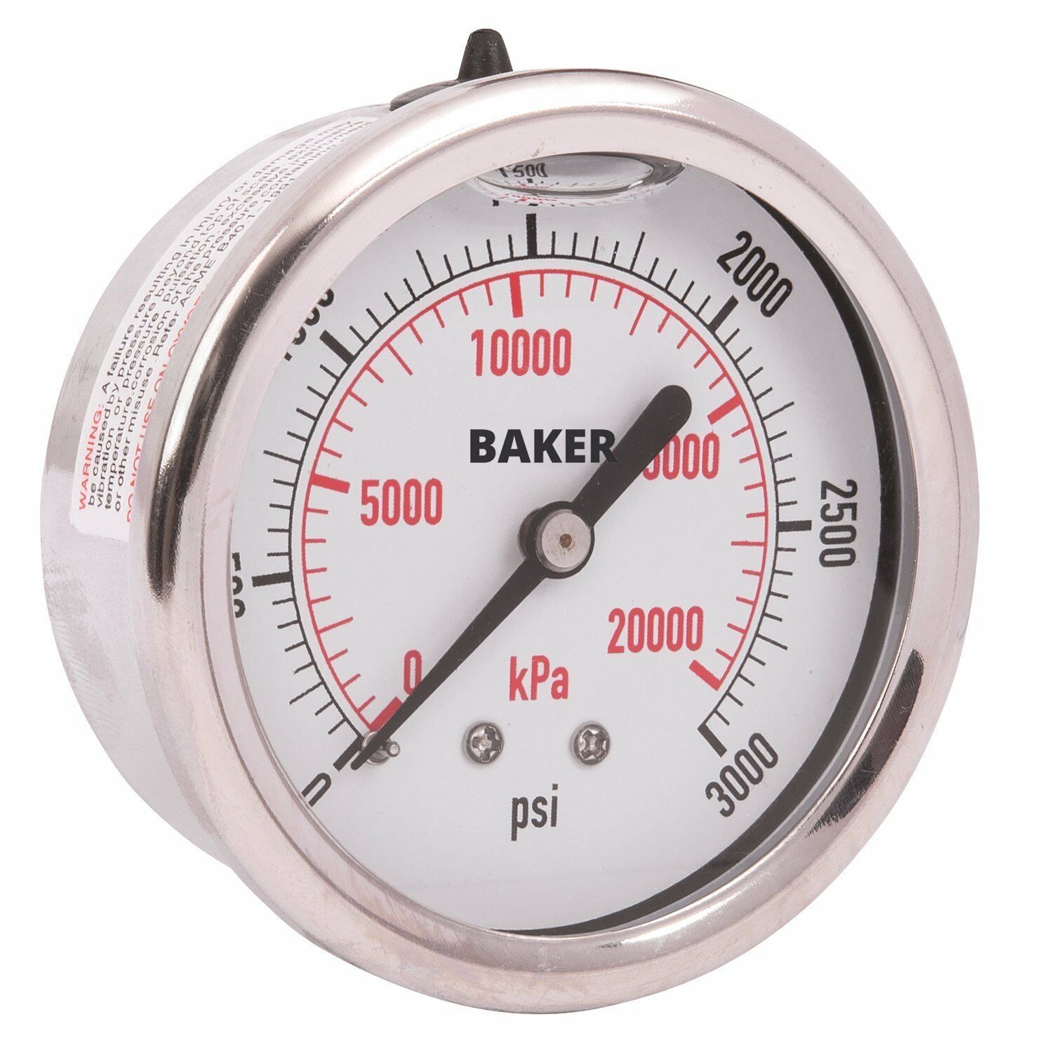 Baker AHNC-3000P Pressure Gauge, 0 to 3000 psi