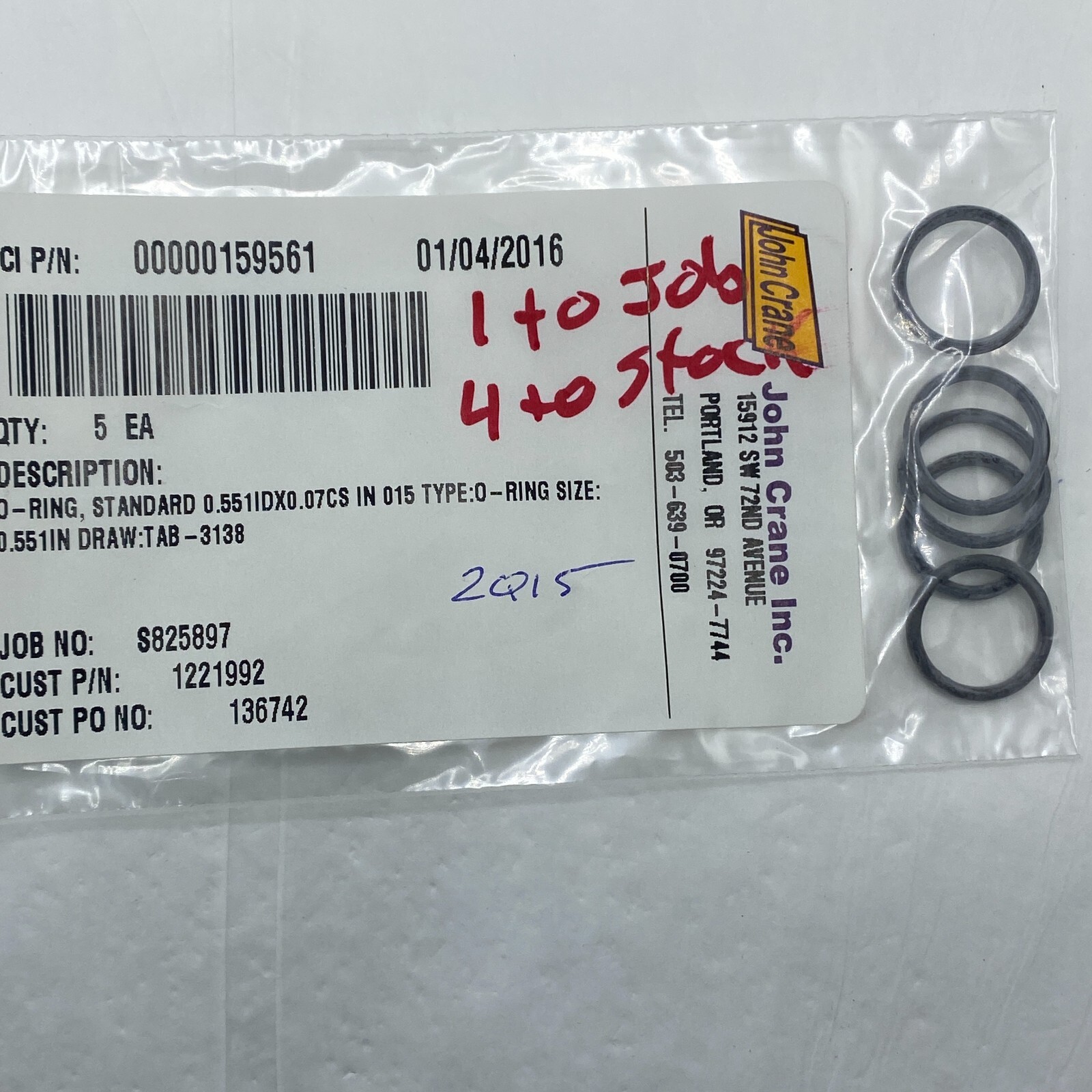 JOHN CRANE 00000159561 0RING,STANDARD 0.551IDX0.07CS IN015 TYBE TAB-3138 5 QTY🔔