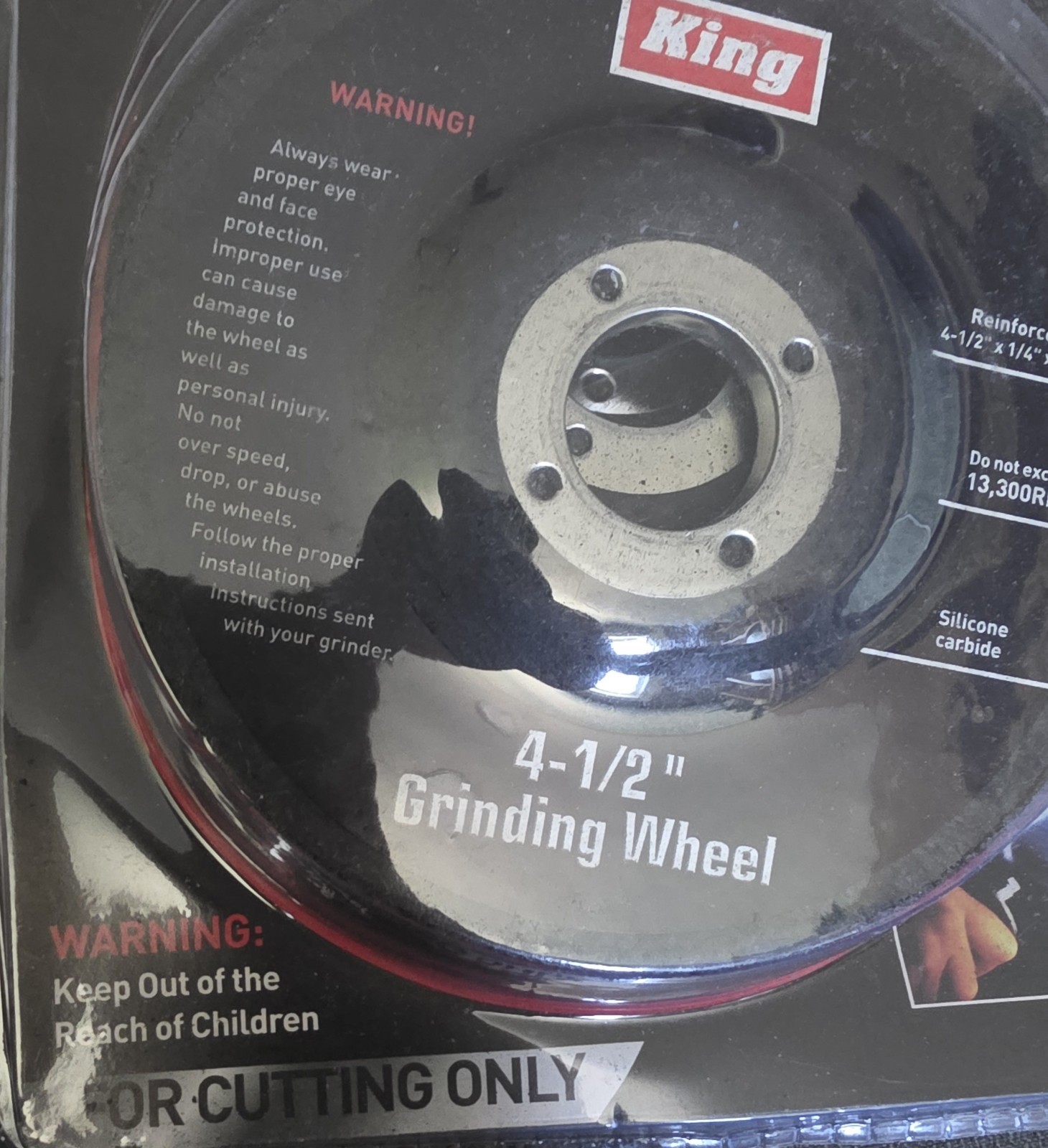 King 5-pc 4-1/2″ Cut-Off GRINDING WHEEL SET, Silicone Carbide, 13300 RPM Max