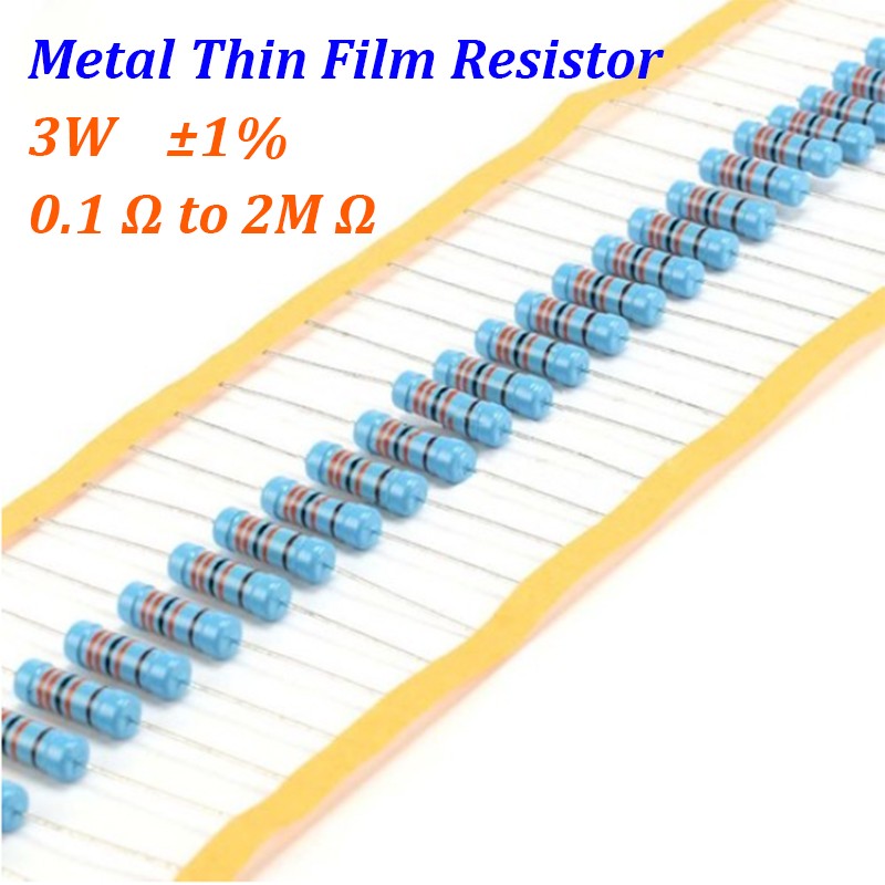 10PCS 3W Metal Film Resistor Tolerance ± 1% Full Range Value (0.1 Ω to 2M Ω)
