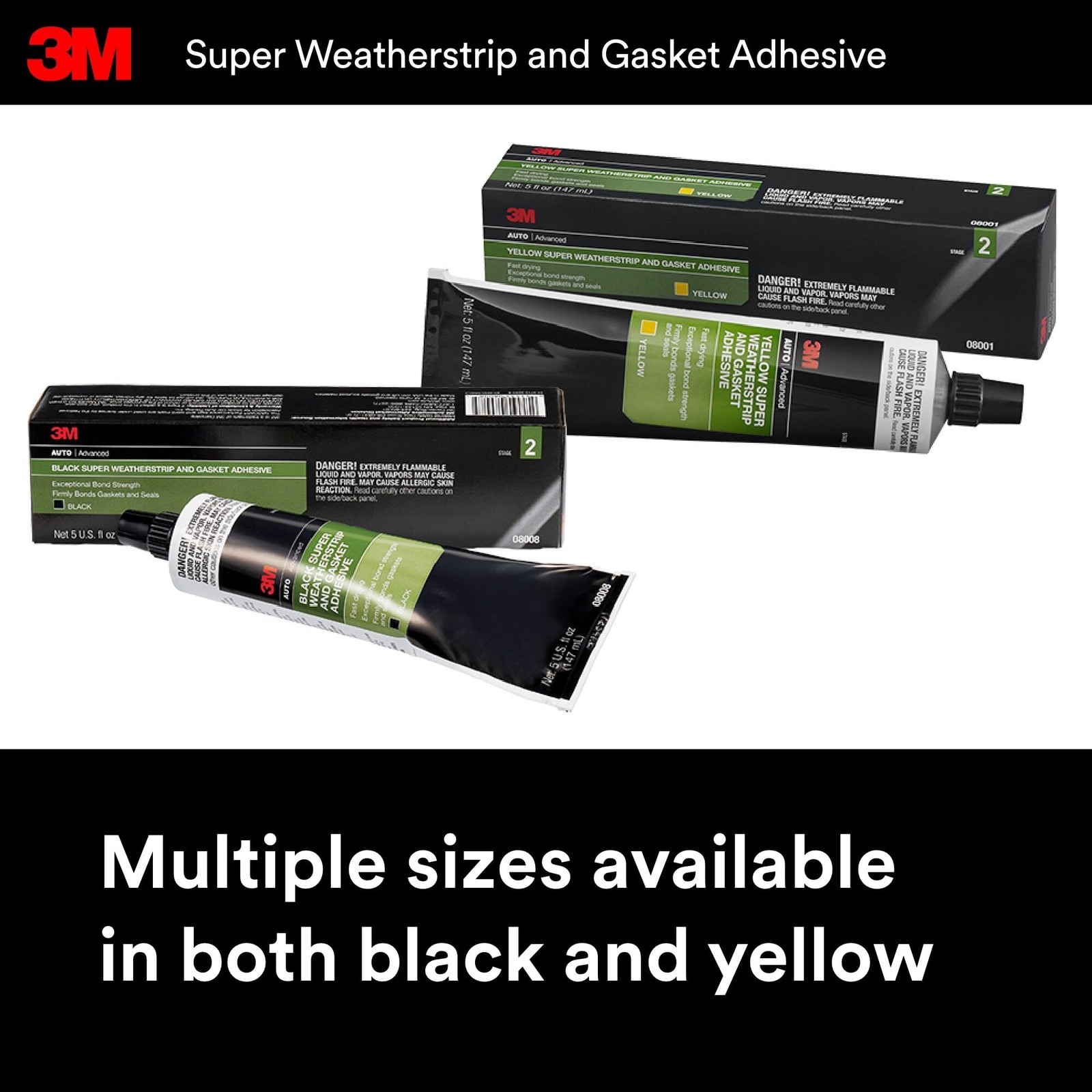 Black Super Weatherstrip Gasket Adhesive 5 oz Flexible Waterproof Bonds Vinyl Me