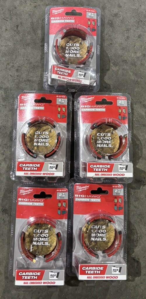 Milwaukee 49-56-9220 2-9/16″ Big Hawg with 10X Larger Carbide Teeth – 5pk.