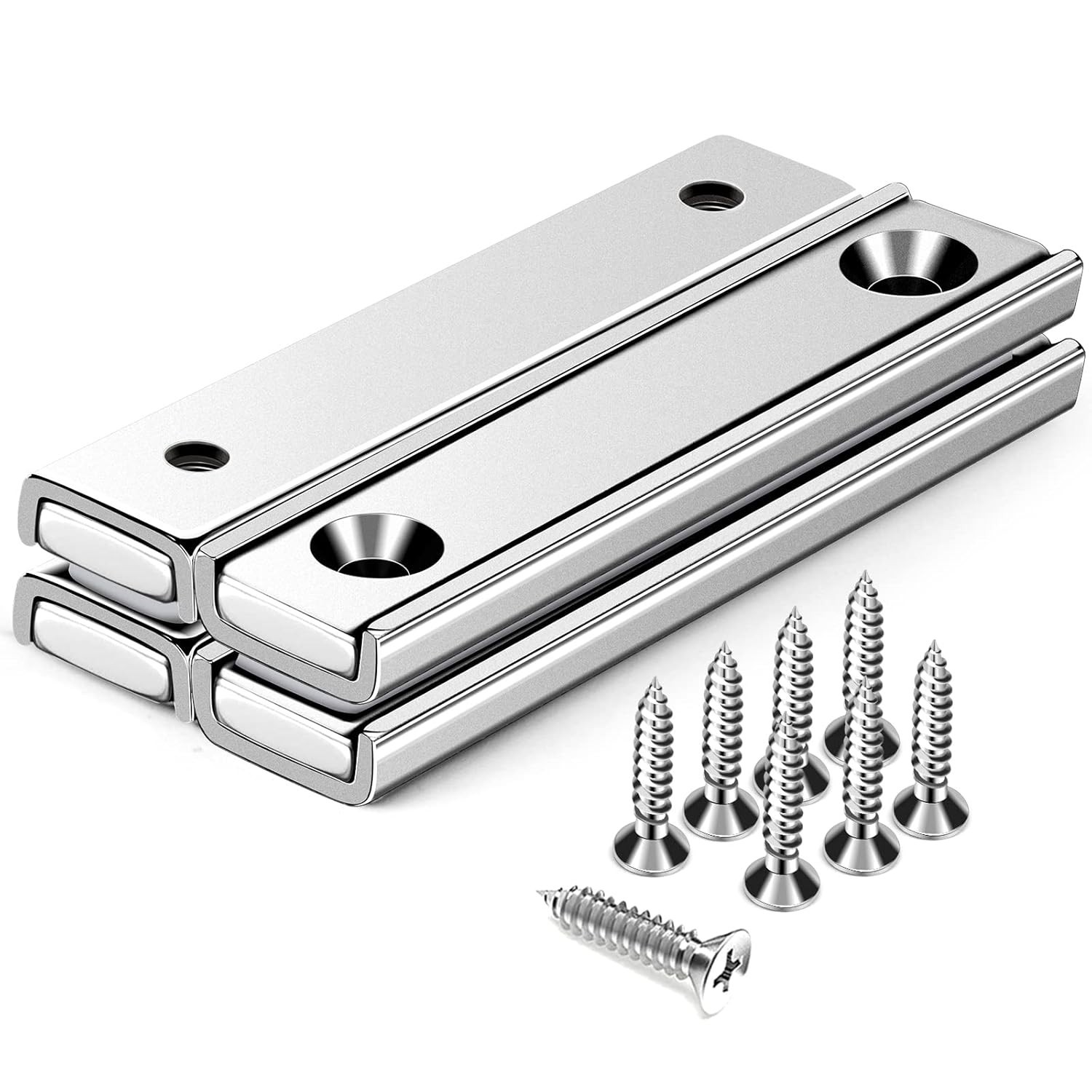 4-Pack Strong Neodymium Rectangular Magnets 80lb Pulling Force With Screws 2.36″