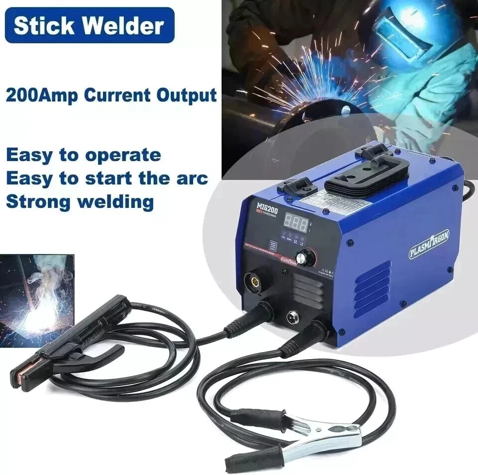 MIG200 3-IN-1 110V/220V Welder Machine 200A MIG/TIG/MMA Gasless IGBT LED Display