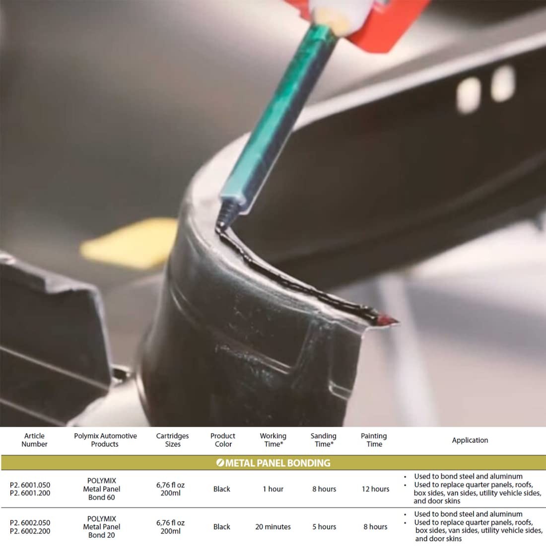 Panel Bond 20 Adhesive 200ml Cartridge & Two Application Mixing Nozzles