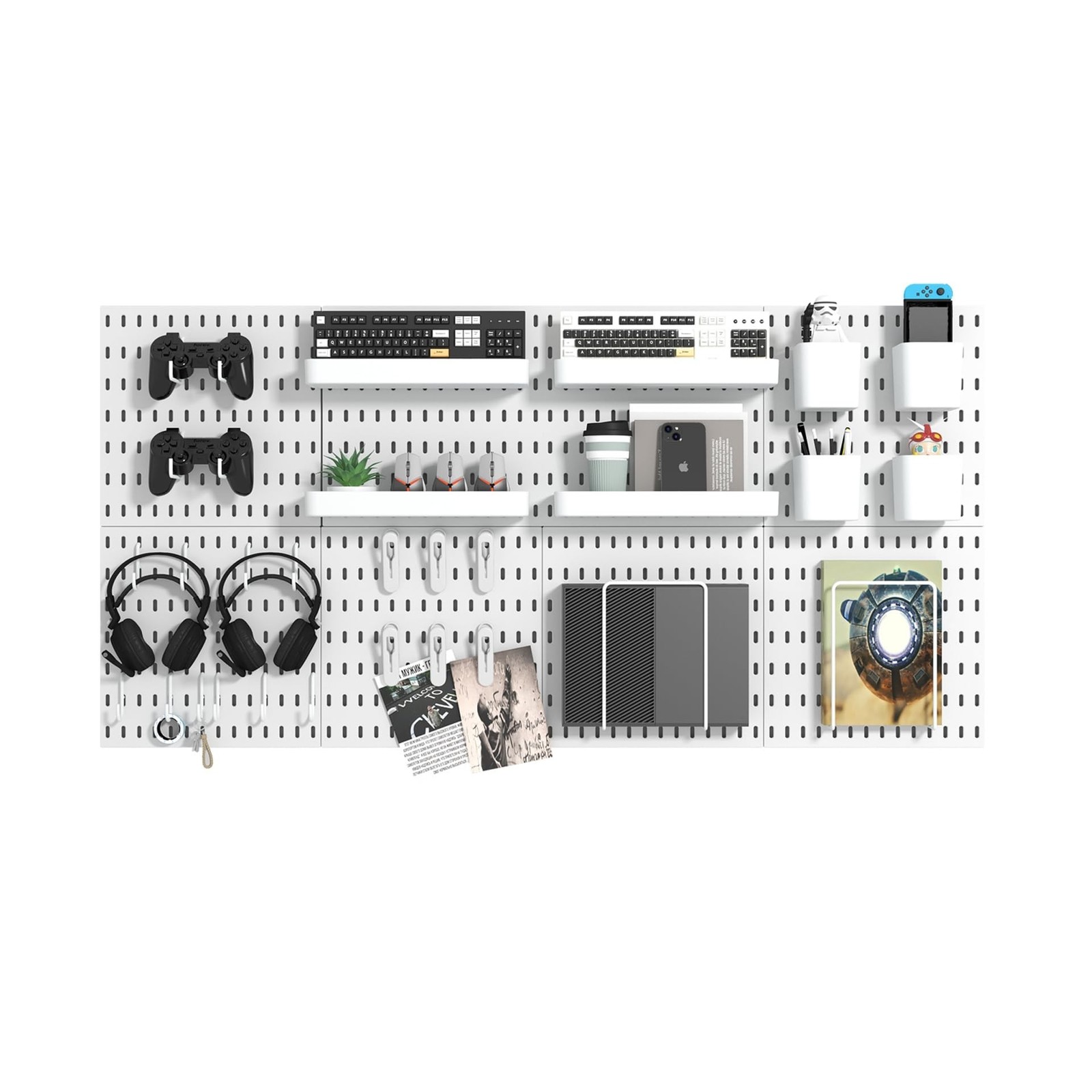 Pegboard Combination Kit, 8 Peg Boards and 30 Accessories Modular Hanging Bla…
