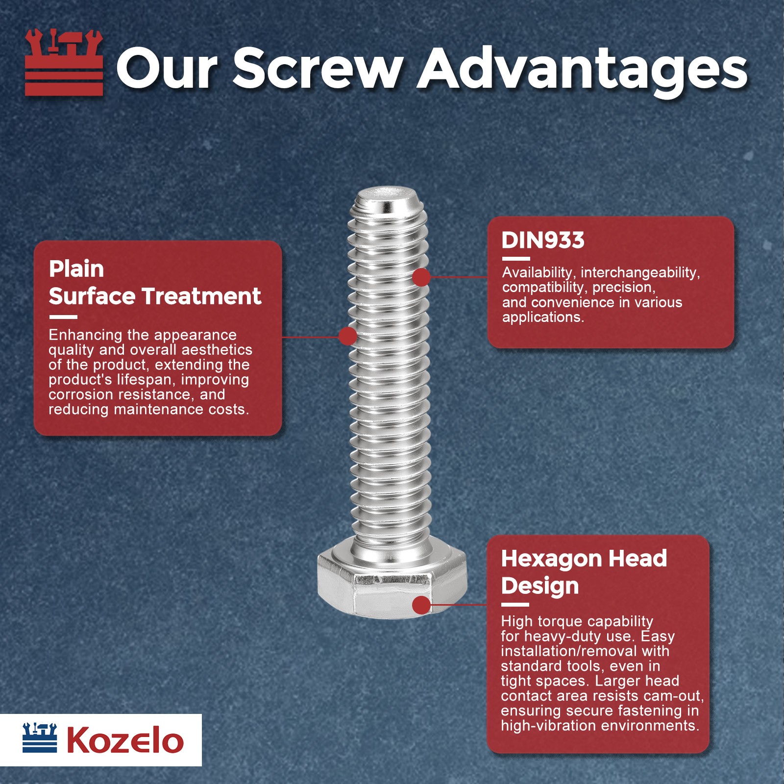 2 Pcs Hex Head Screws Bolts – [M14-2×120] 304 Stainless Steel, Silver Tone