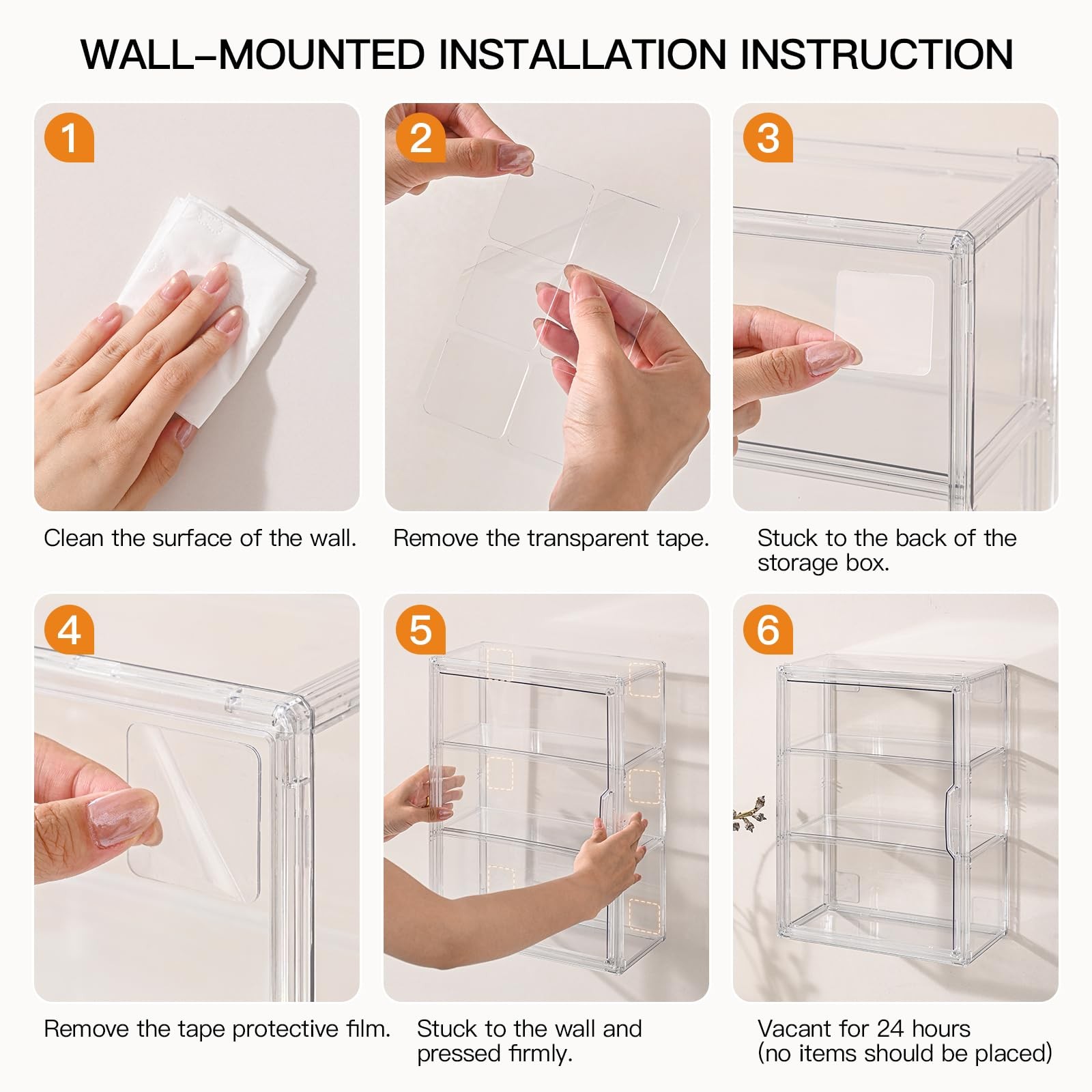 3 Tier Clear Display Case for Figures, Wall-Mounted Acrylic Storage Organizer Bo