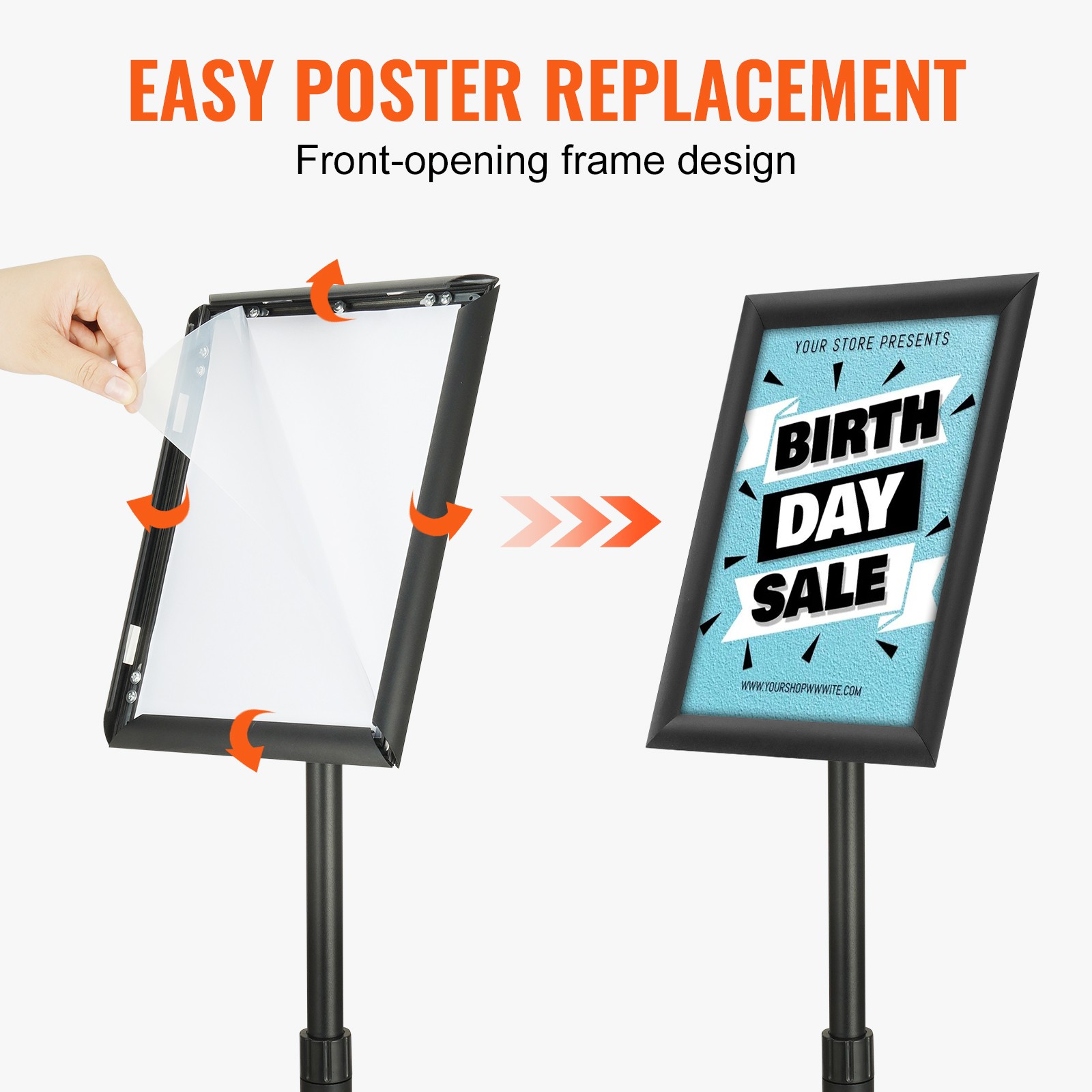 VEVOR Pedestal Sign Holder Adjustable Poster Stand 8.5 x 11 Inch Round Base