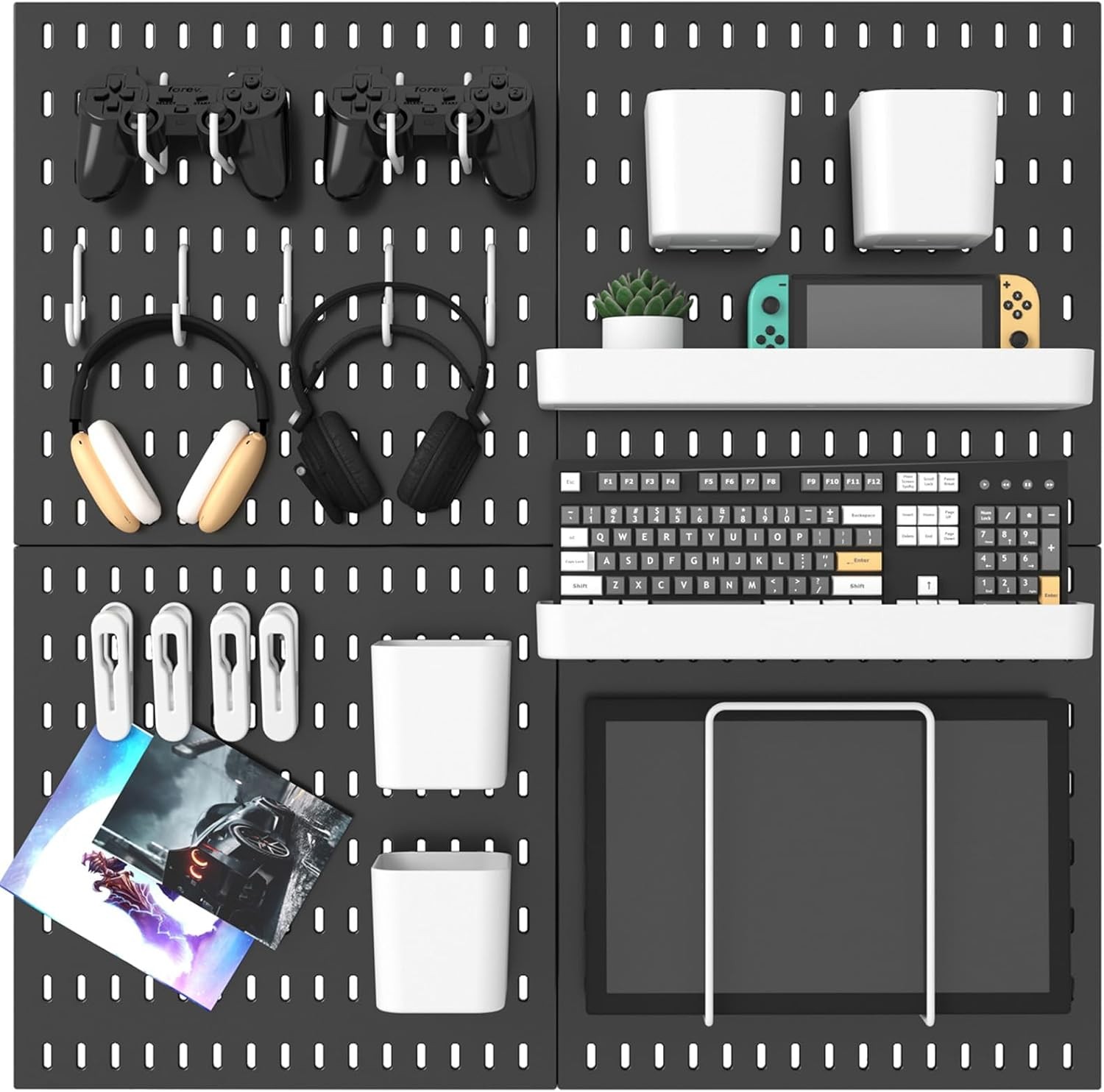 Pegboard Combination Kit, 25.2″ x 25.2″ Wall Mounted Storage Set