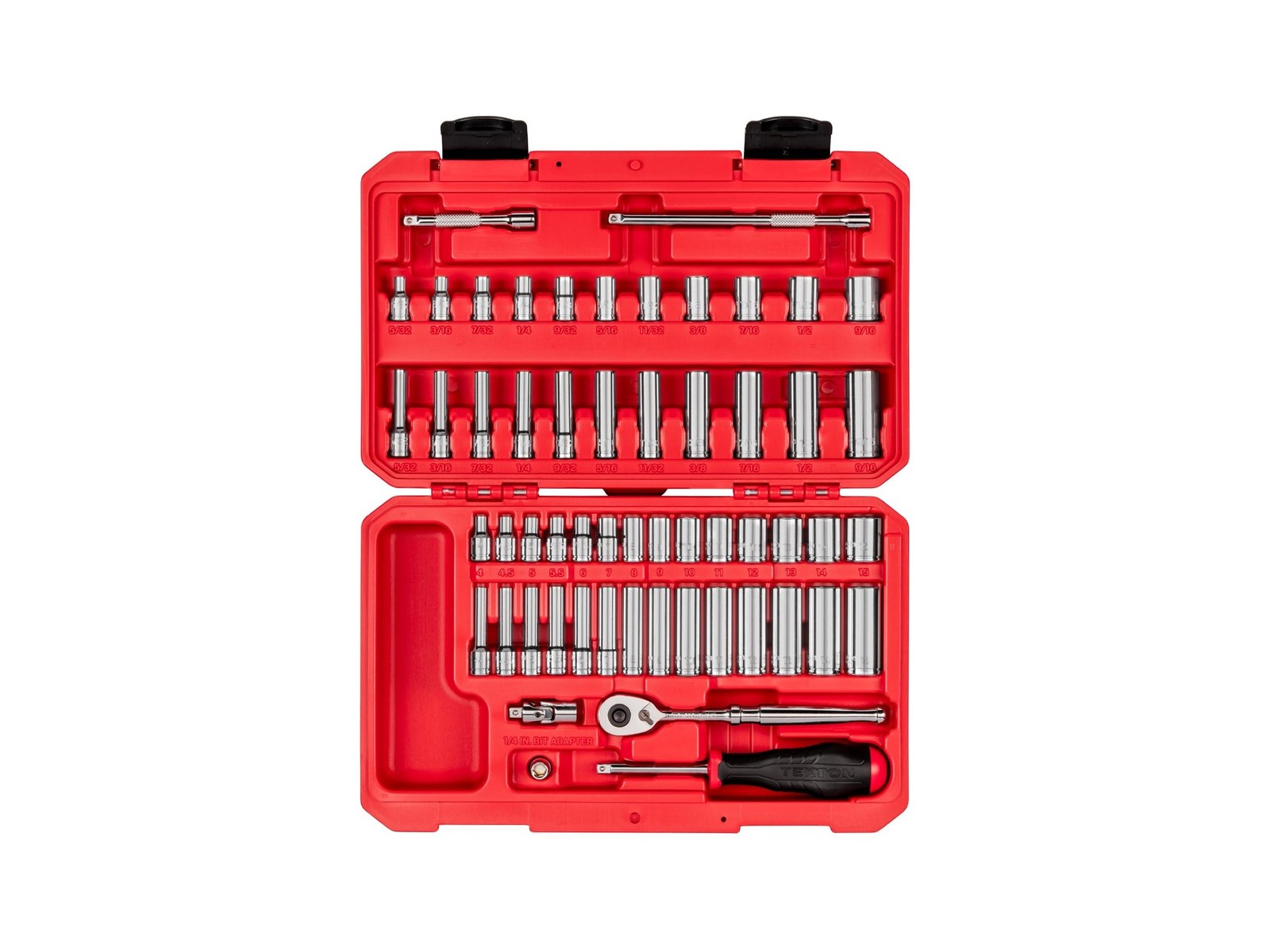 TEKTON 1/4 Inch Drive 12-Point Socket and Ratchet Set, 56-Piece | SKT05304