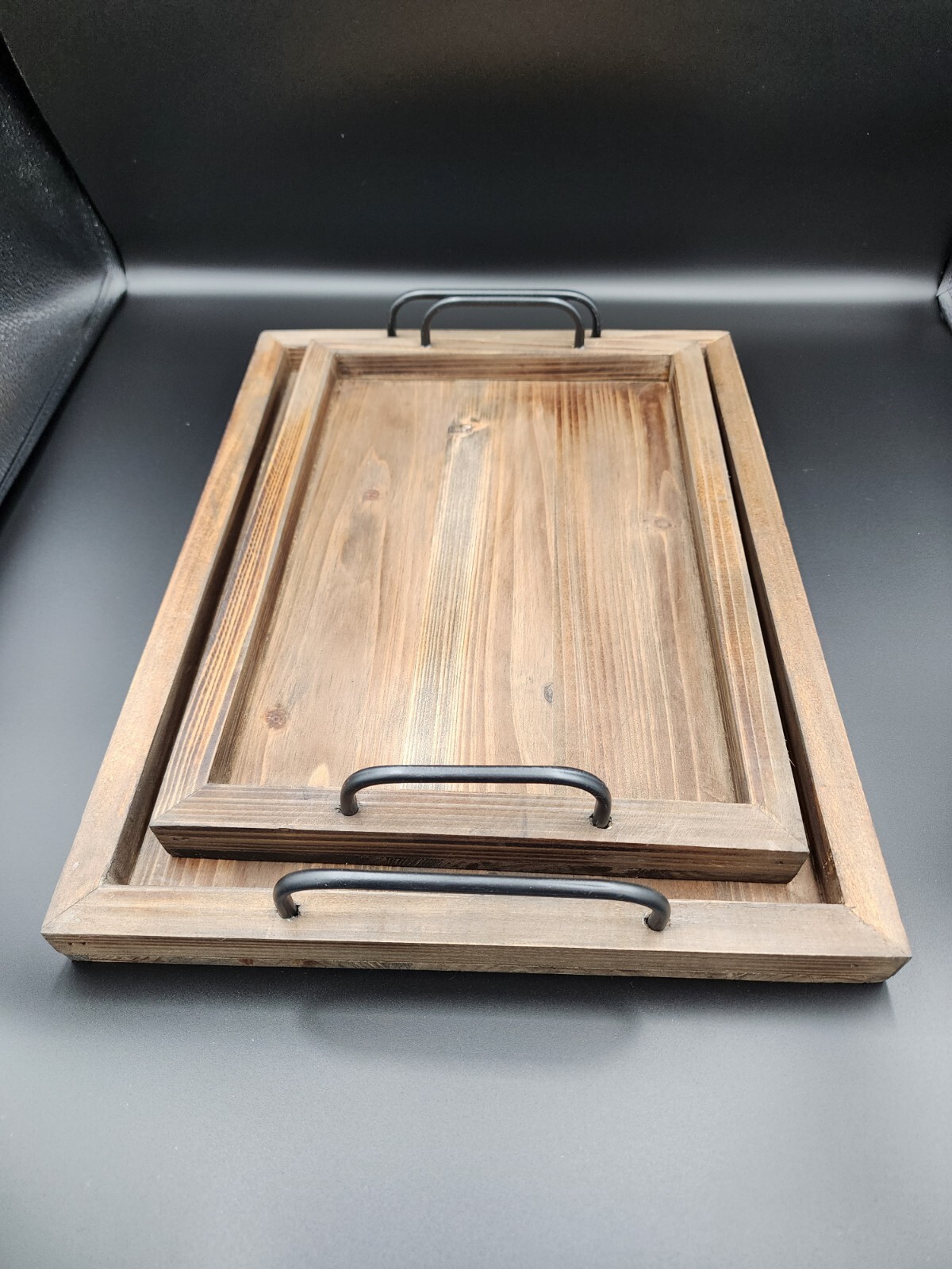 Besti Rustic Vintage Food Tray Large: 15 x2 x11” – Small: 13 x9”, Burnt