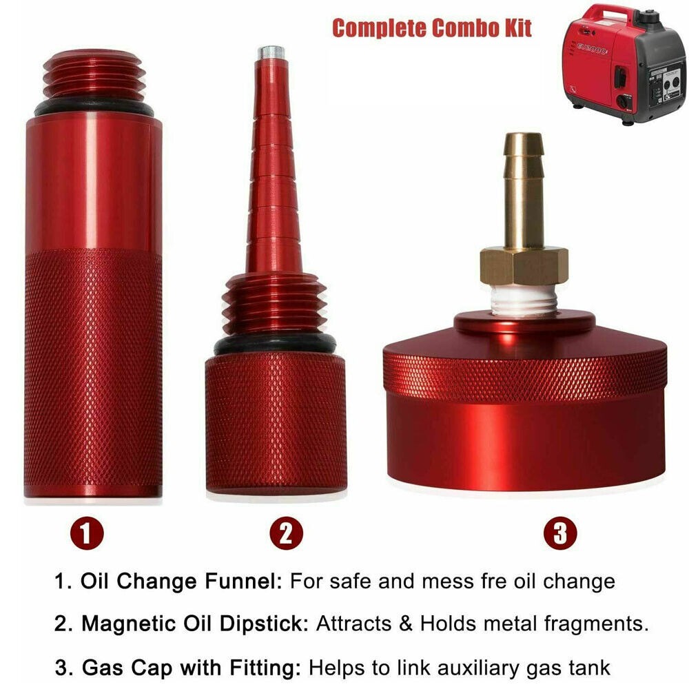 Extended Run Gas Cap Hose Oil Funnel Dipstick Kit For Honda Generator EU2200i