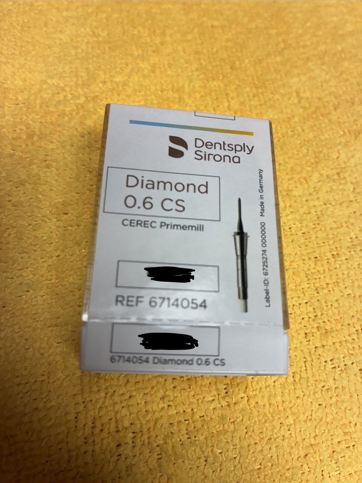 Dentsply Sirona Diamond 0.6 CS CEREC Primemill Bur Diamond Grit MPN 6714054