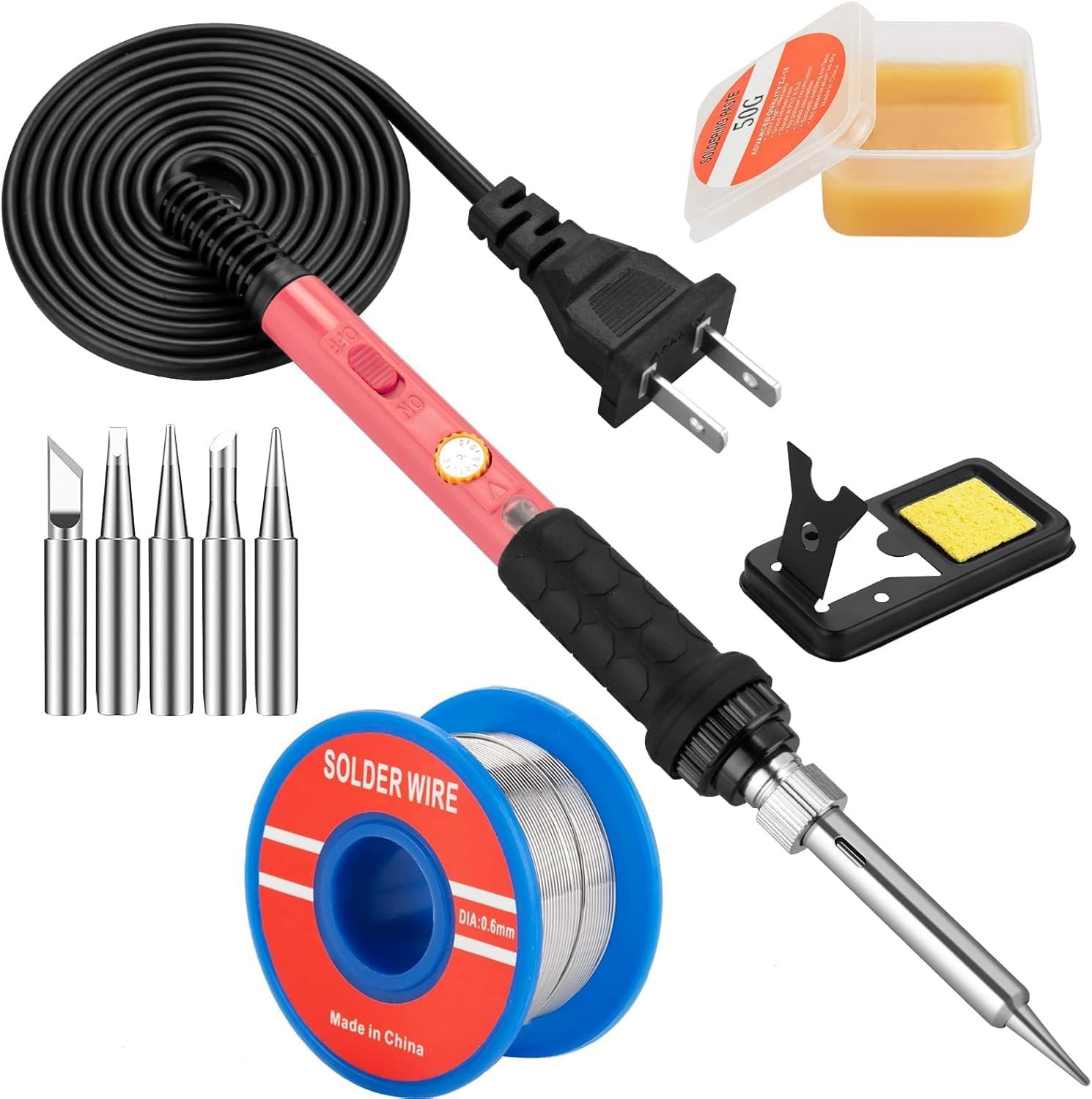 60W Adjustable Temp Soldering Iron Kit 10 In 1 Welding Tools