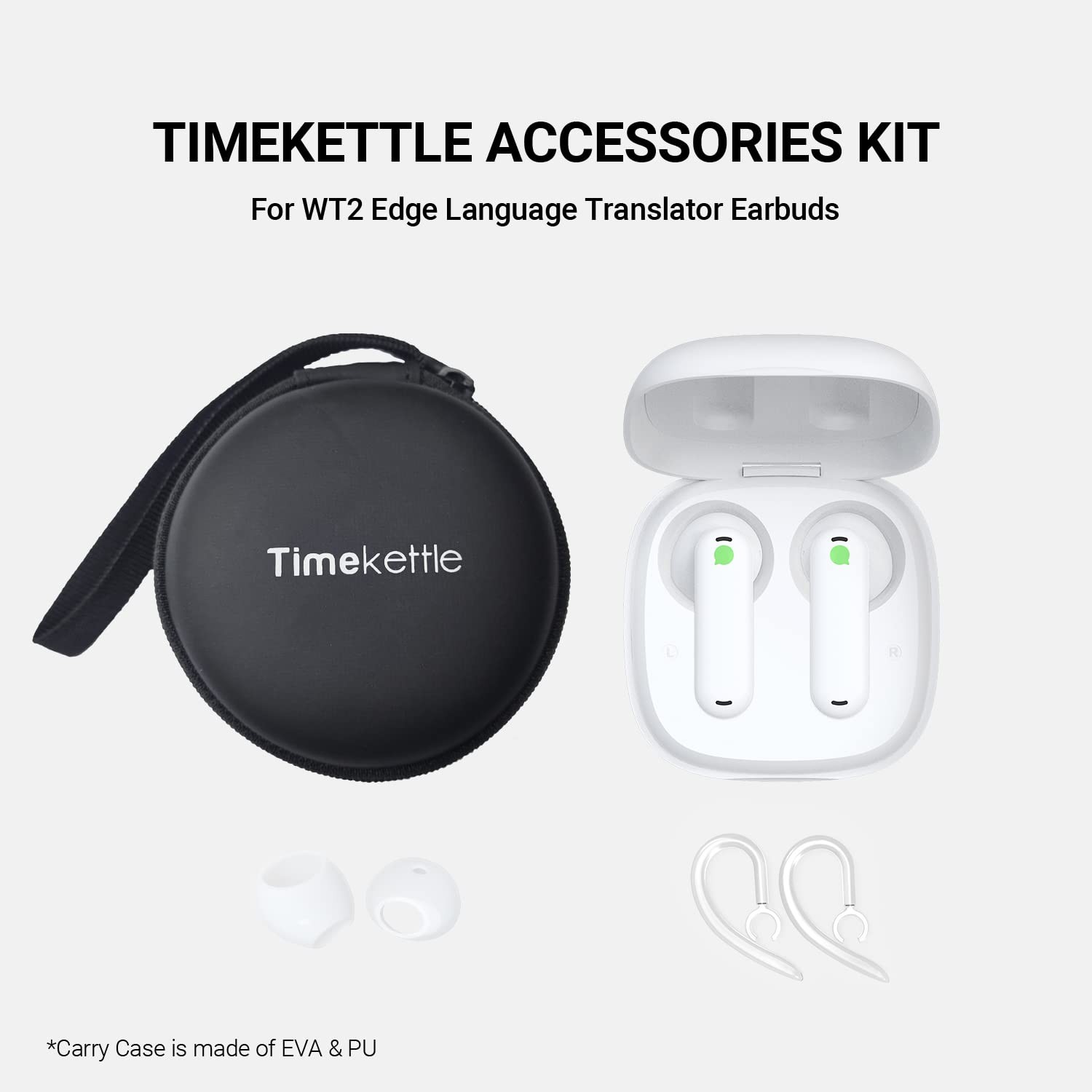 Timekettle Accessories for WT2 Edge/W3 and p1 Translator Earbuds, Including