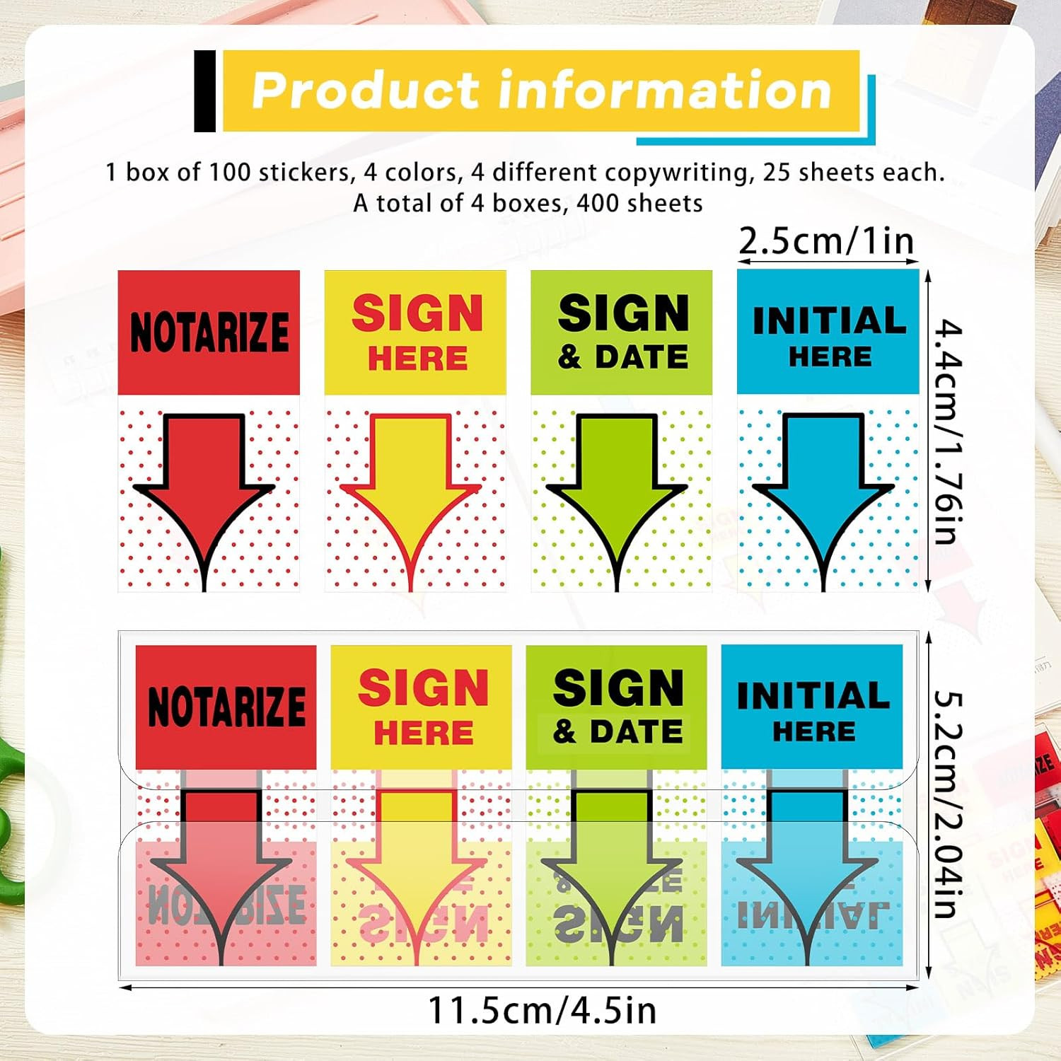 400 Pcs Sign Here Notarize Initial Here Sign and Date Tabs Stickers Flags for Of