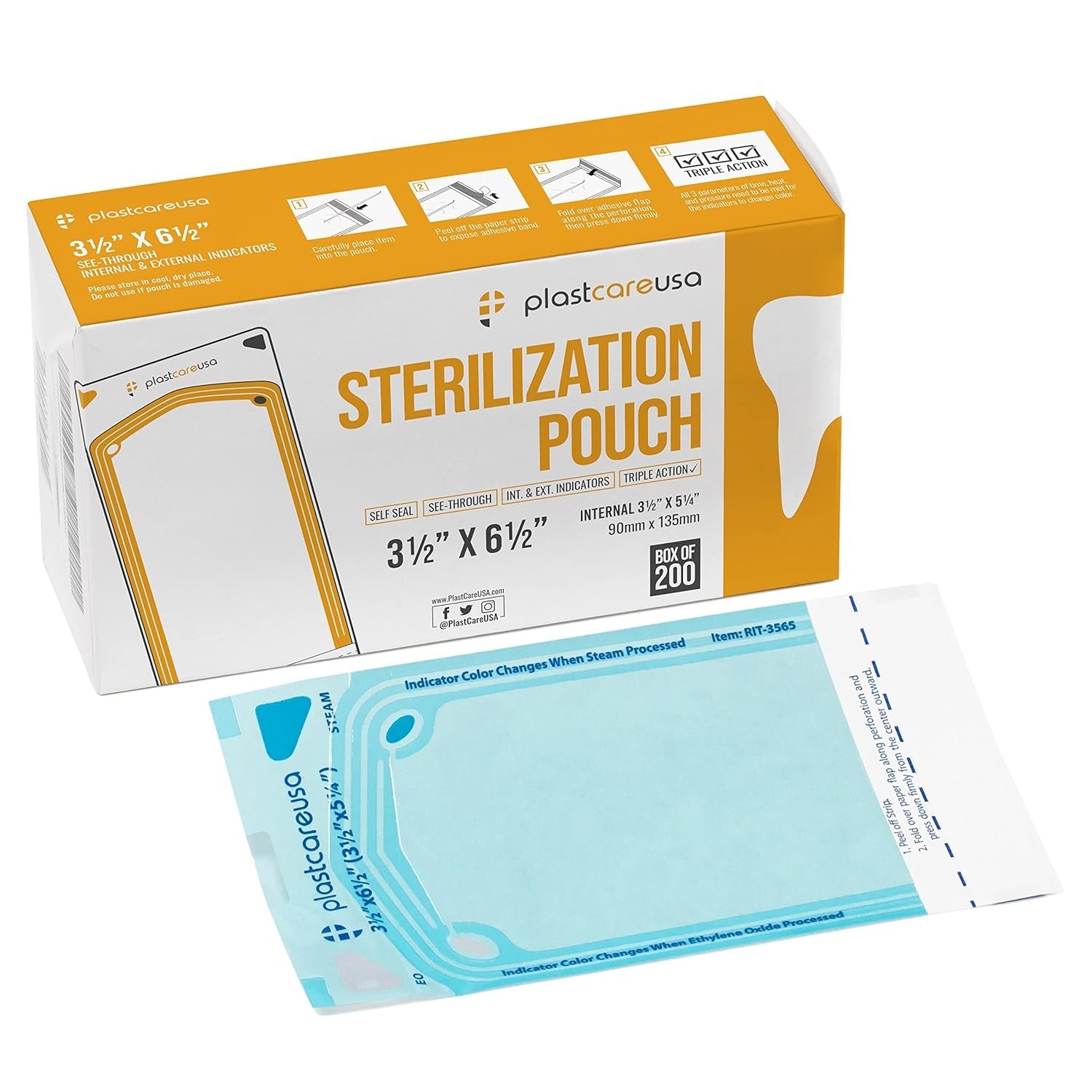 1000 Latex-Free Autoclave Bags with Color-Changing Indicator – 3.5 x 5.25 Inches