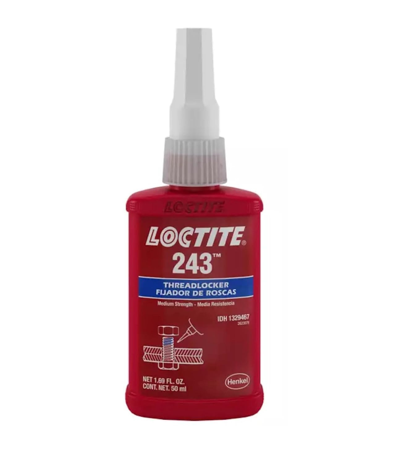 Loctite 243 Blue Medium Strength Threadlocker, 50 mL, 1.69 oz, 3/4″ Thread