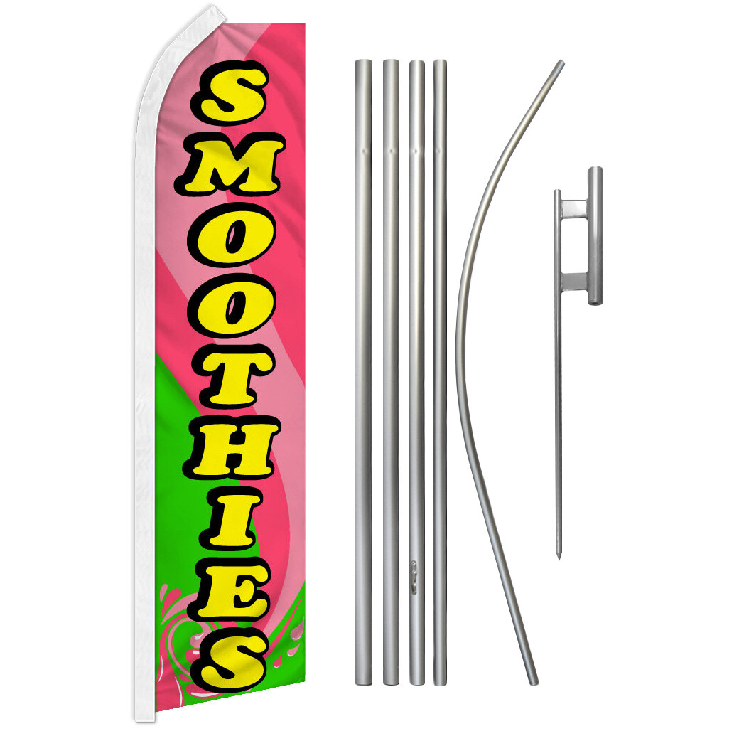 Smoothies Advertising Swooper Feather Flutter Flag Pole Kit Concessions Drinks