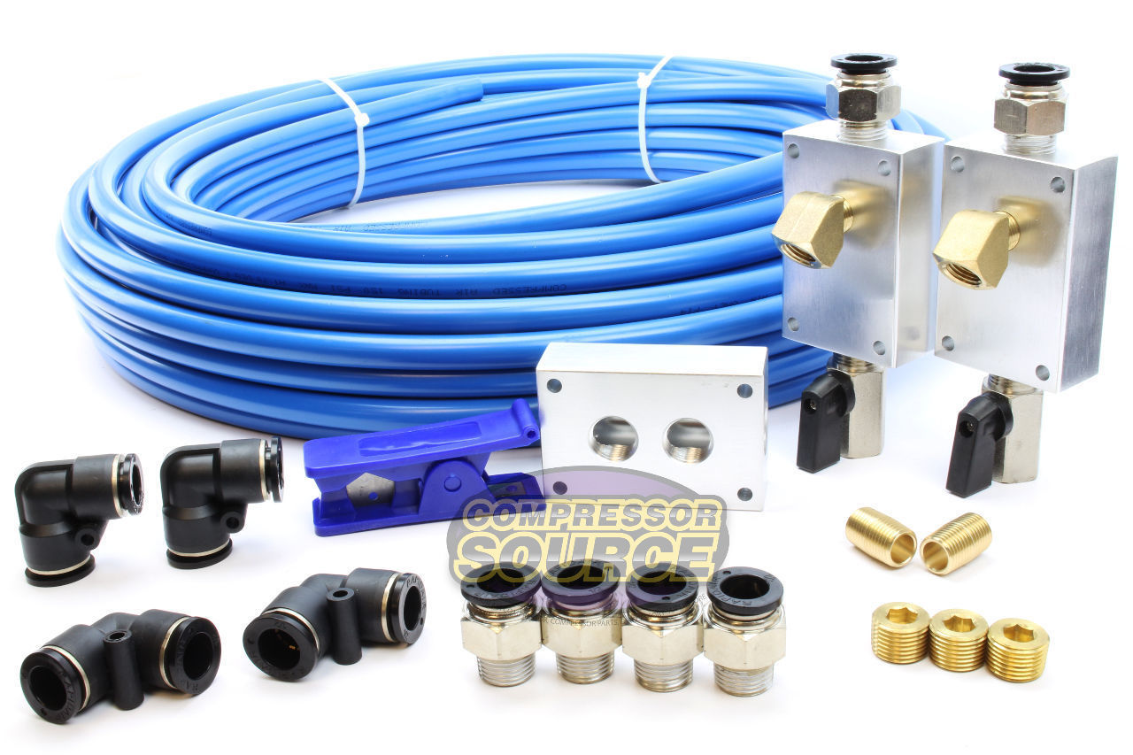 Rapid Air Garage Shop Compressed Air Line Kit Complete System 100 ft 1/2″