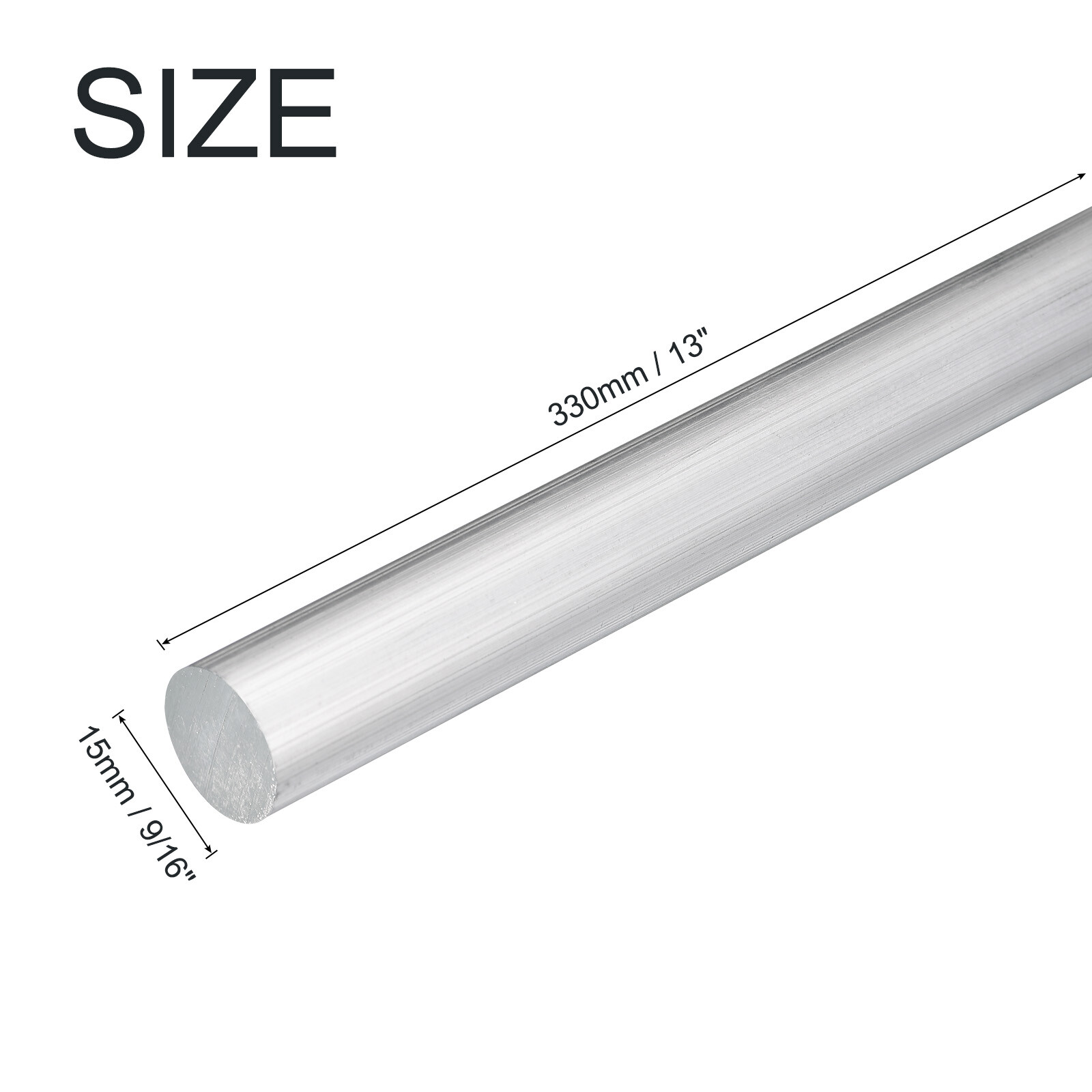 Aluminum Round Rod, 9/16 Inch Diameter 6061 Solid Metal Bar 13 Inch Length 2Pcs