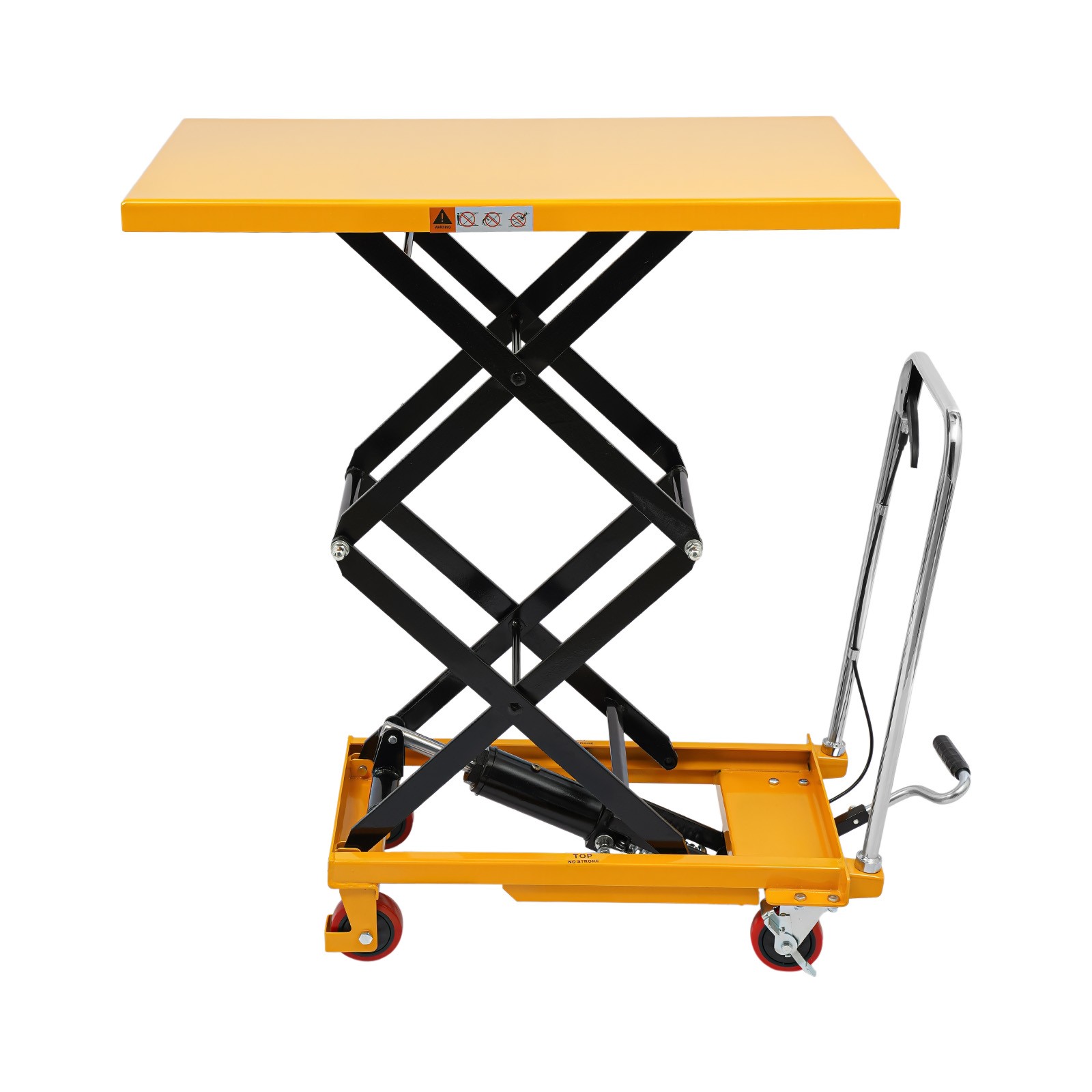Hydraulic Lift Table Cart 770lbs 51″ Lifting Height Double Scissor w/ 4 Wheels