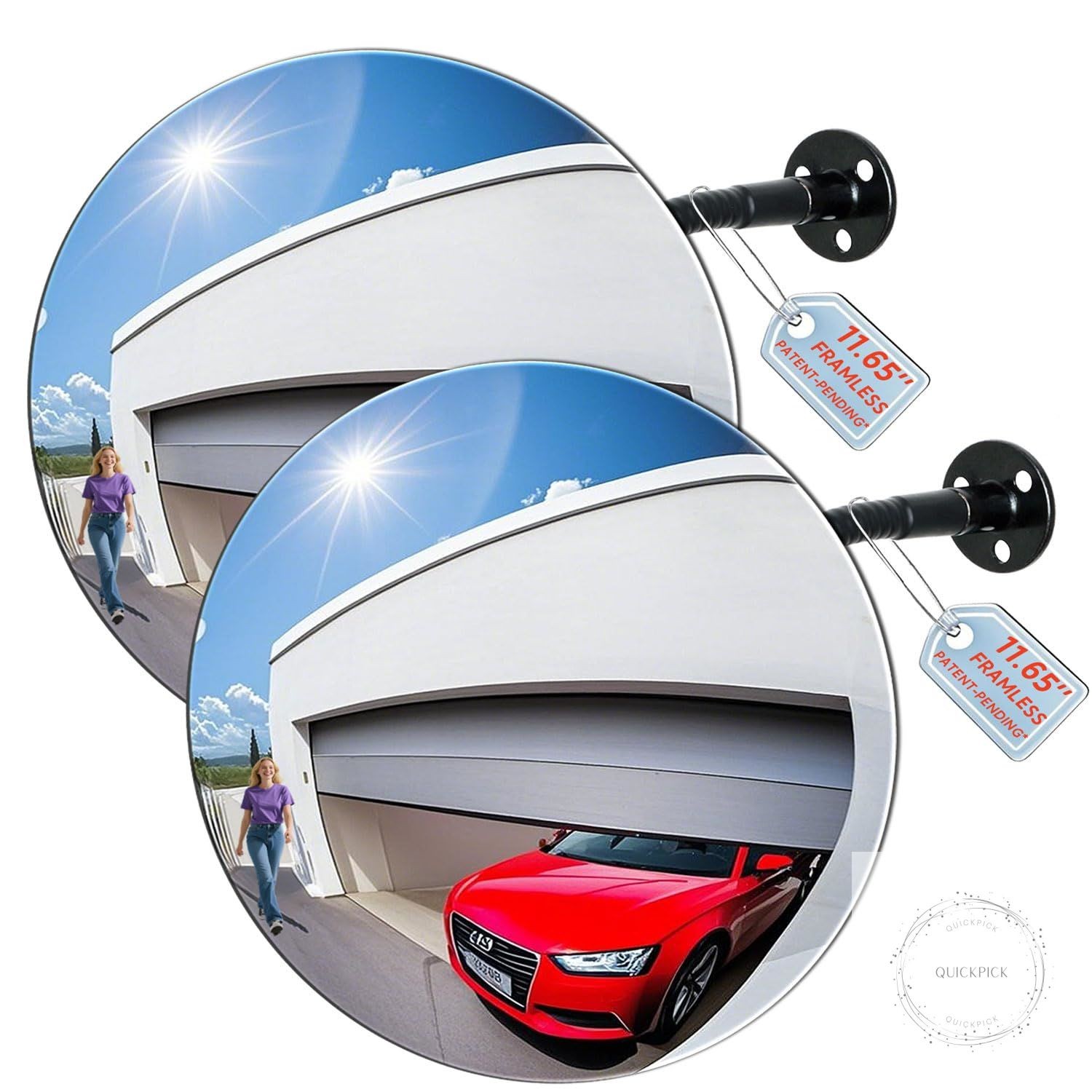 11.65 Inch Frameless 1.8mm Thick Acrylic Convex Mirror – Adjustable Wide Angle
