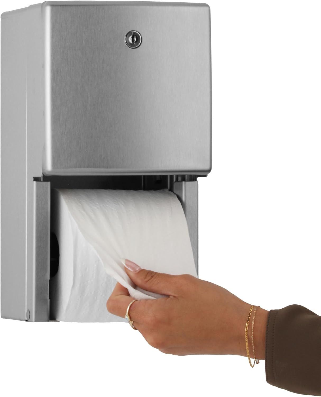 Surface-Mounted Multi-Roll Toilet Paper Tissue Dispenser, Satin-Finish Stainless