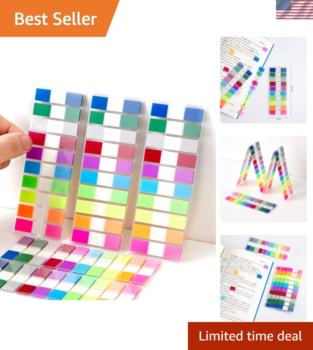 Sticky Tabs Notes Page Marker – 1000Pcs Transparent Pop Up Writable Colored B…