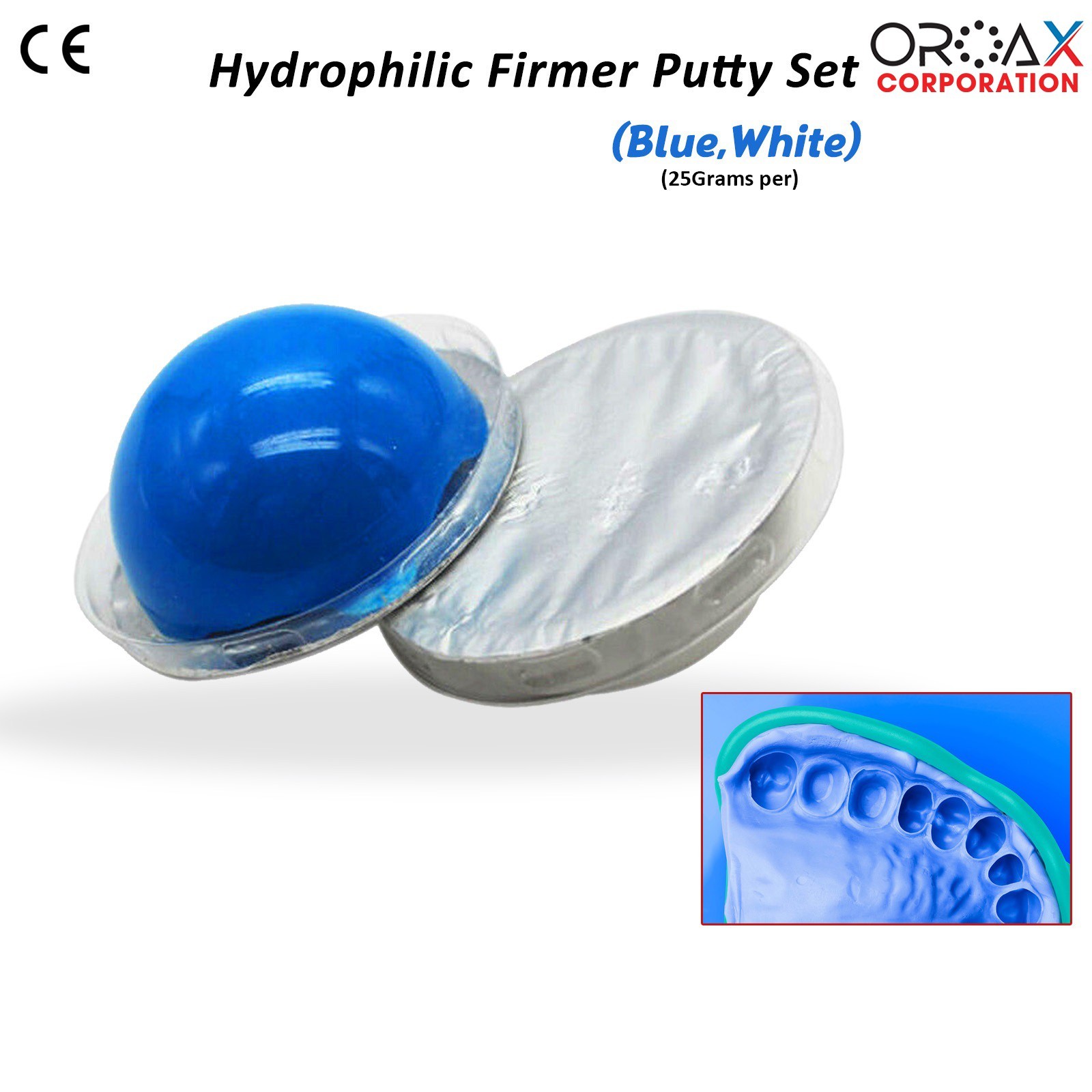 Hydrophilic Dental Impression Putty Set, Blue & White – Fast Setting Firm