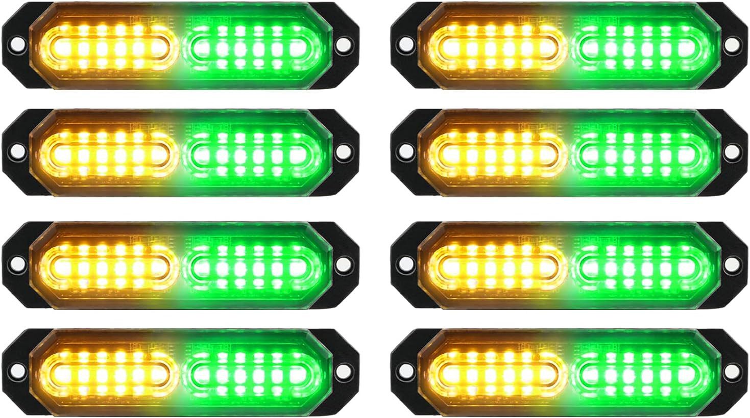 8Pcs Sync Feature Ultra Slim 12-LED Surface Mount Flashing Strobe Lights for Tru