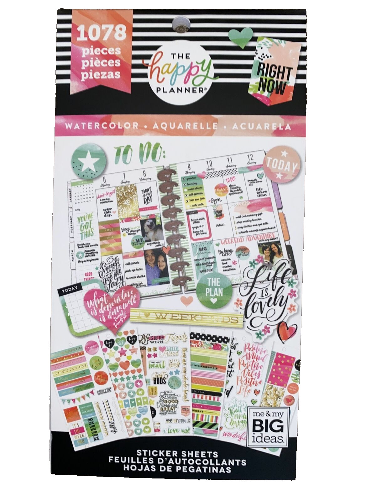 Happy Planner Stickers Watercolor 30 Sheets of 1078 pieces Calendar New