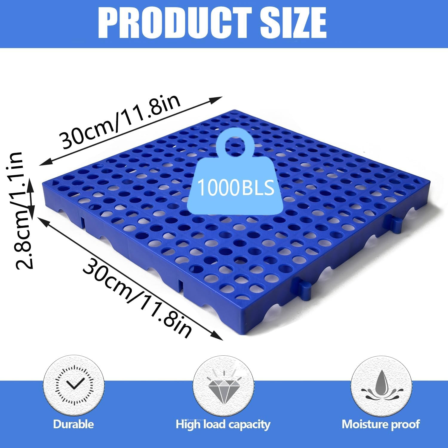 Nestable Lightweight Waterproof Plastic Pallets for Storage (Set of 4)