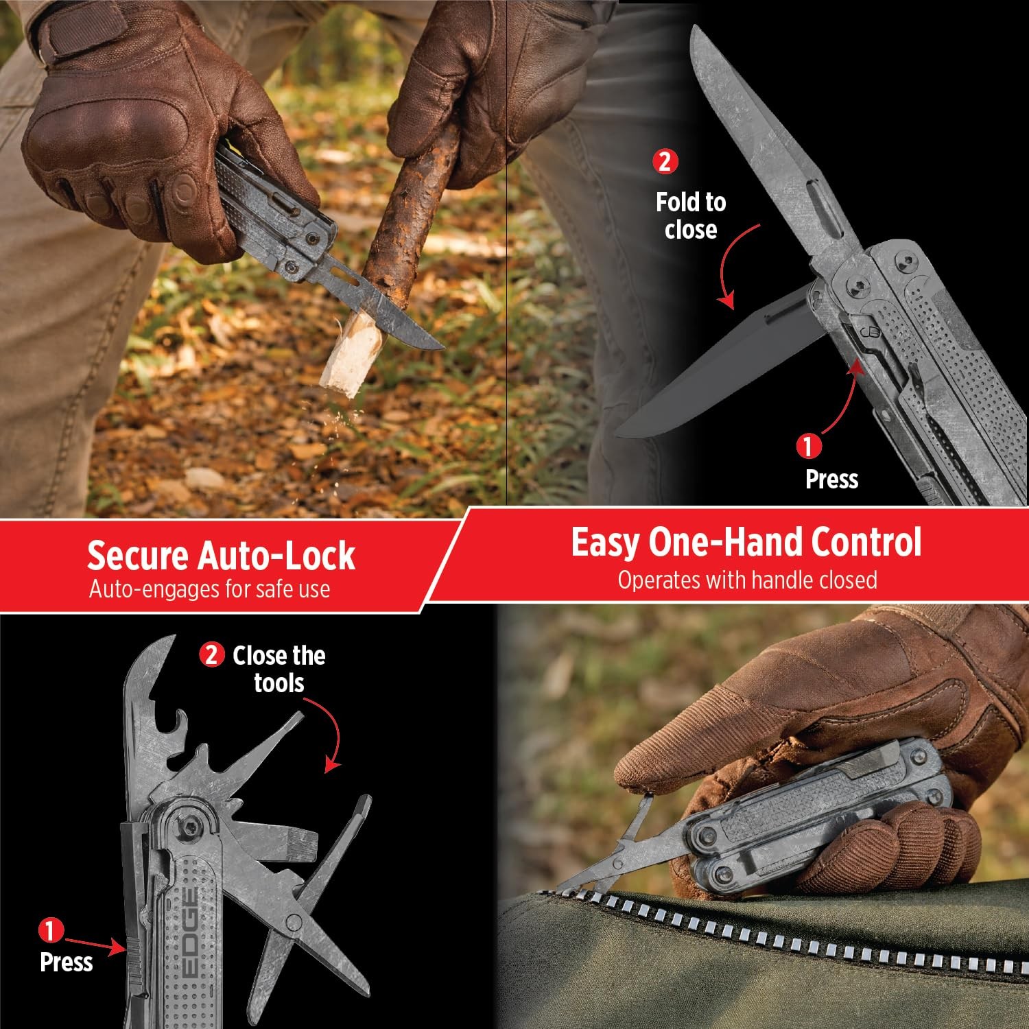 EDGE Multi-Tool Pliers, 14-in-1 Stainless Steel Multitool with Knife, Saw,