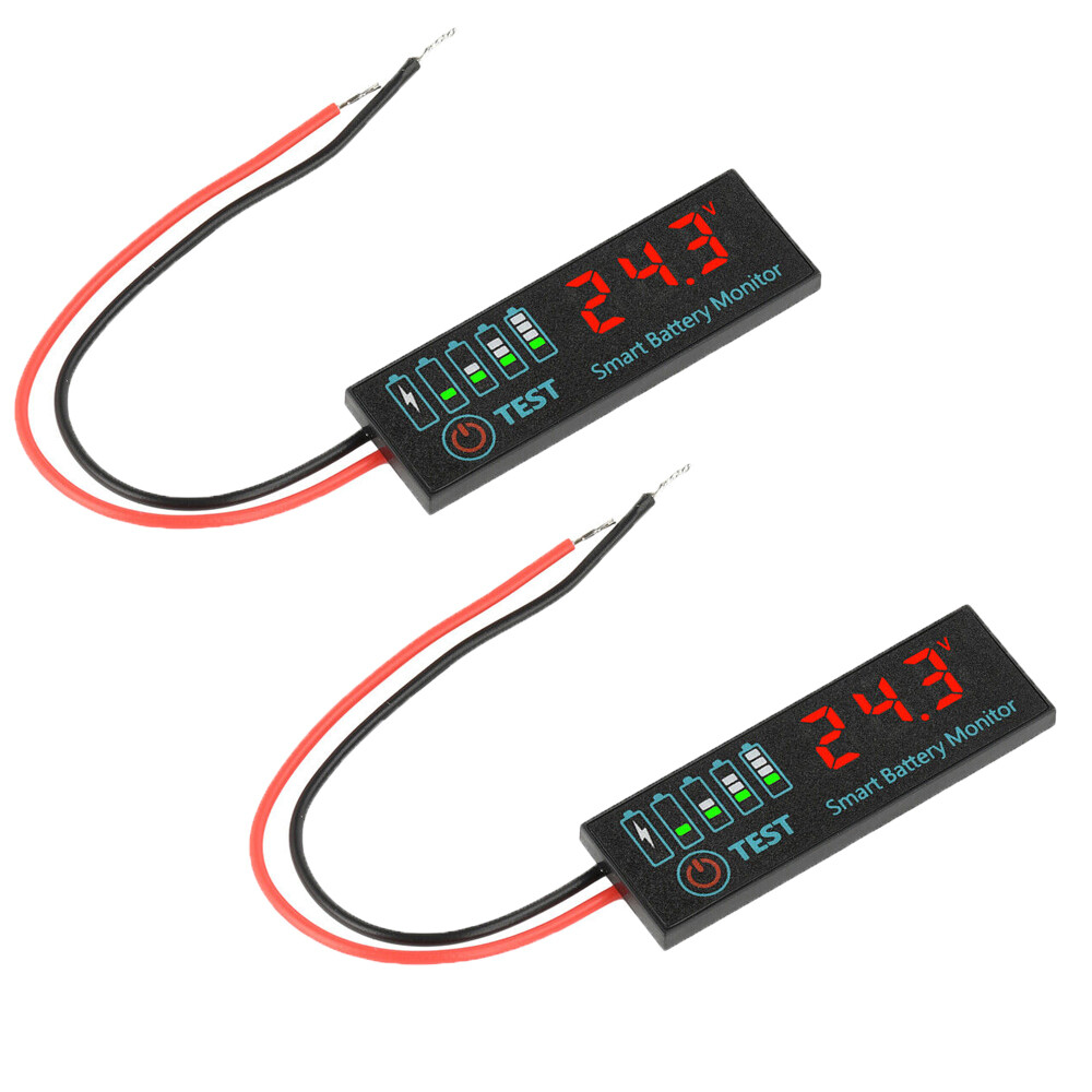 2pcs DC7-55V Lithium Battery Level Indicator Tester LED Voltage Power Monitor US