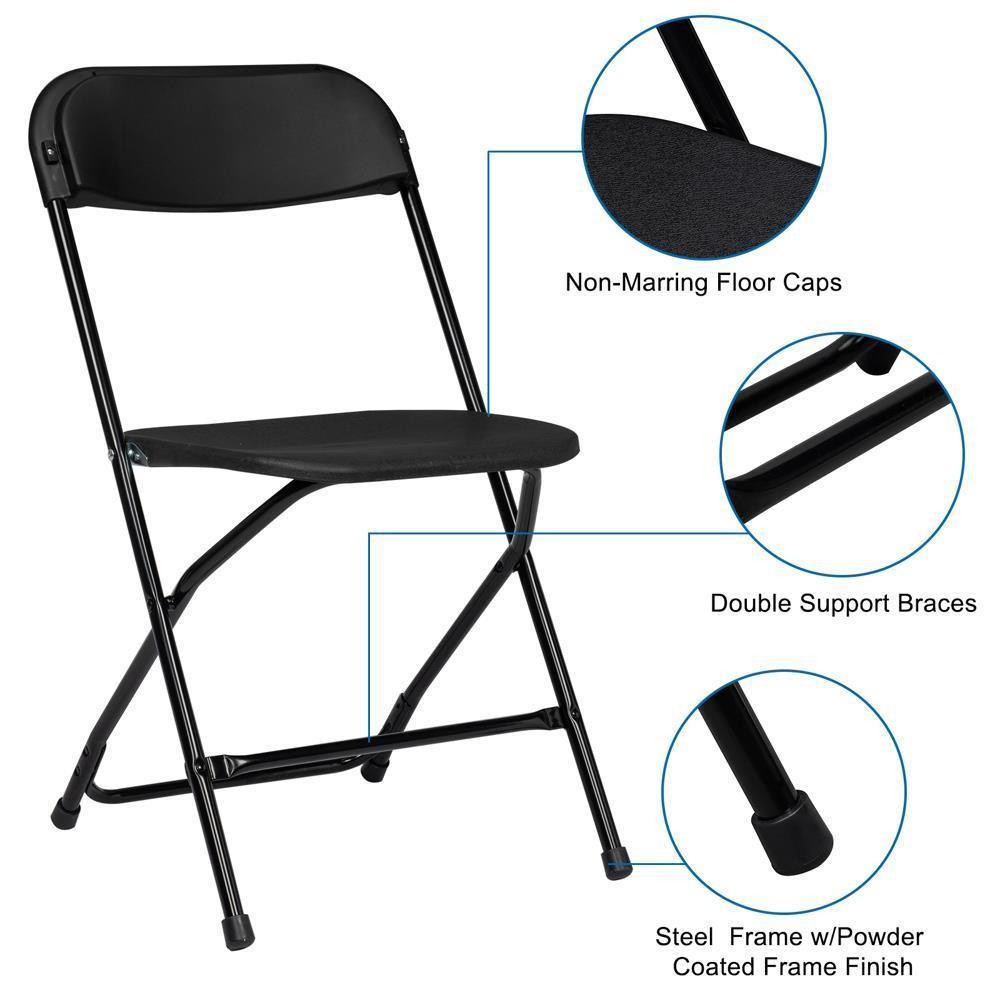 12 PCS Folding Plastic Chair Wedding Party Outdoor Indoor 360 LBS Capacity Black
