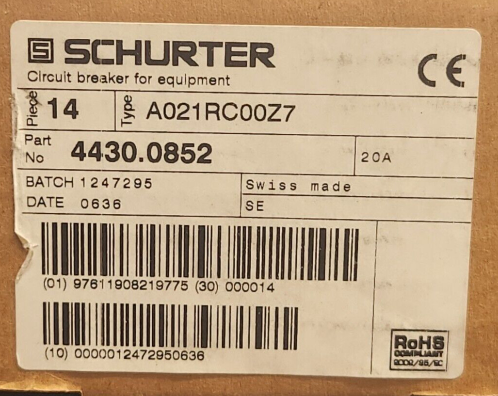 (1 PC) 4430.0852 SCHURTER TA45 Interruttore Automat