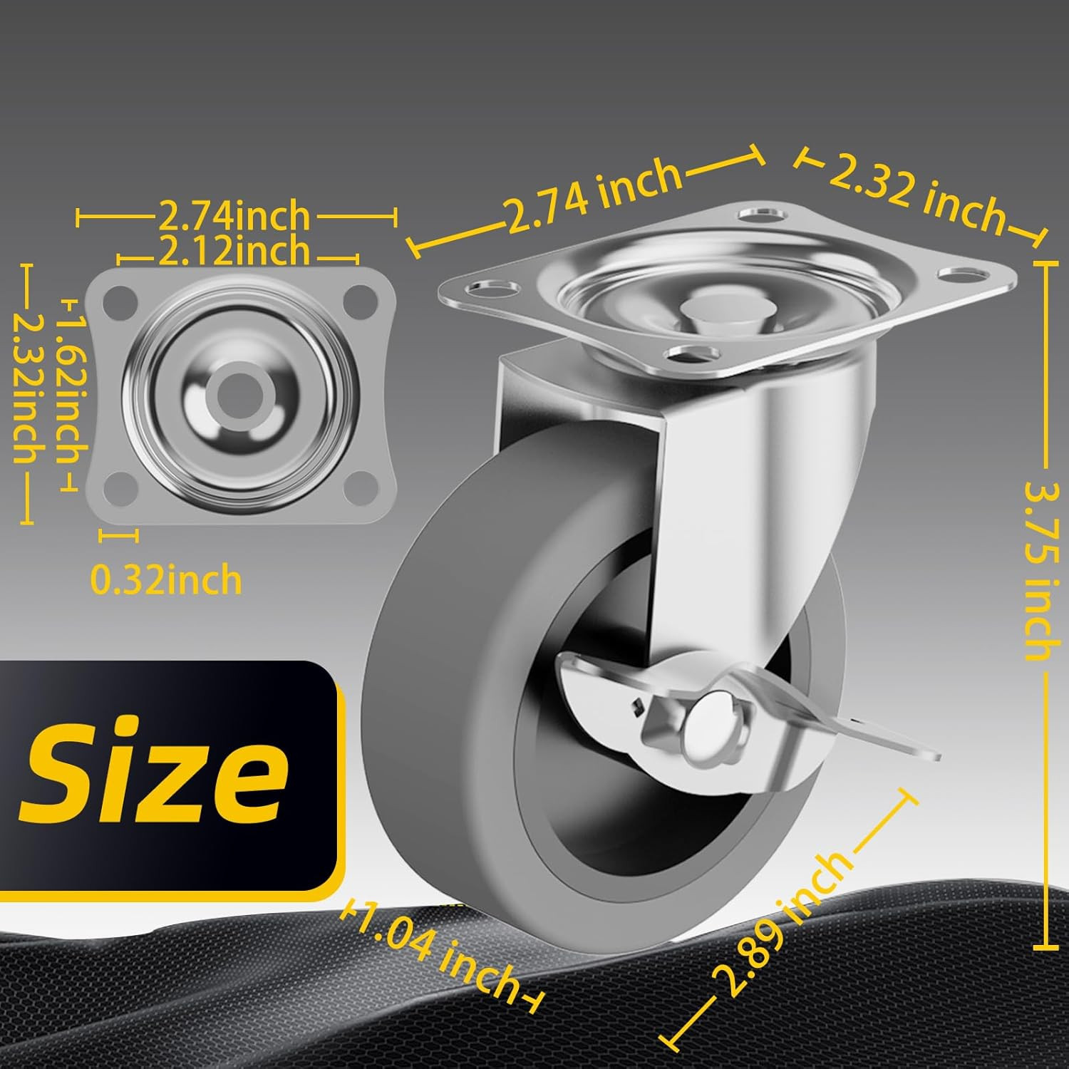 3 Inch Caster Wheels Casters Set of 4 Heavy Duty Casters with Brake Locking C